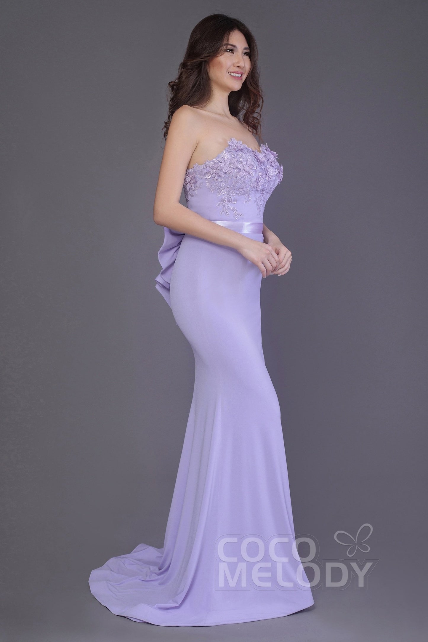 Mermaid Sweep Train Knitted Fabric Bridesmaid Dress PR3484