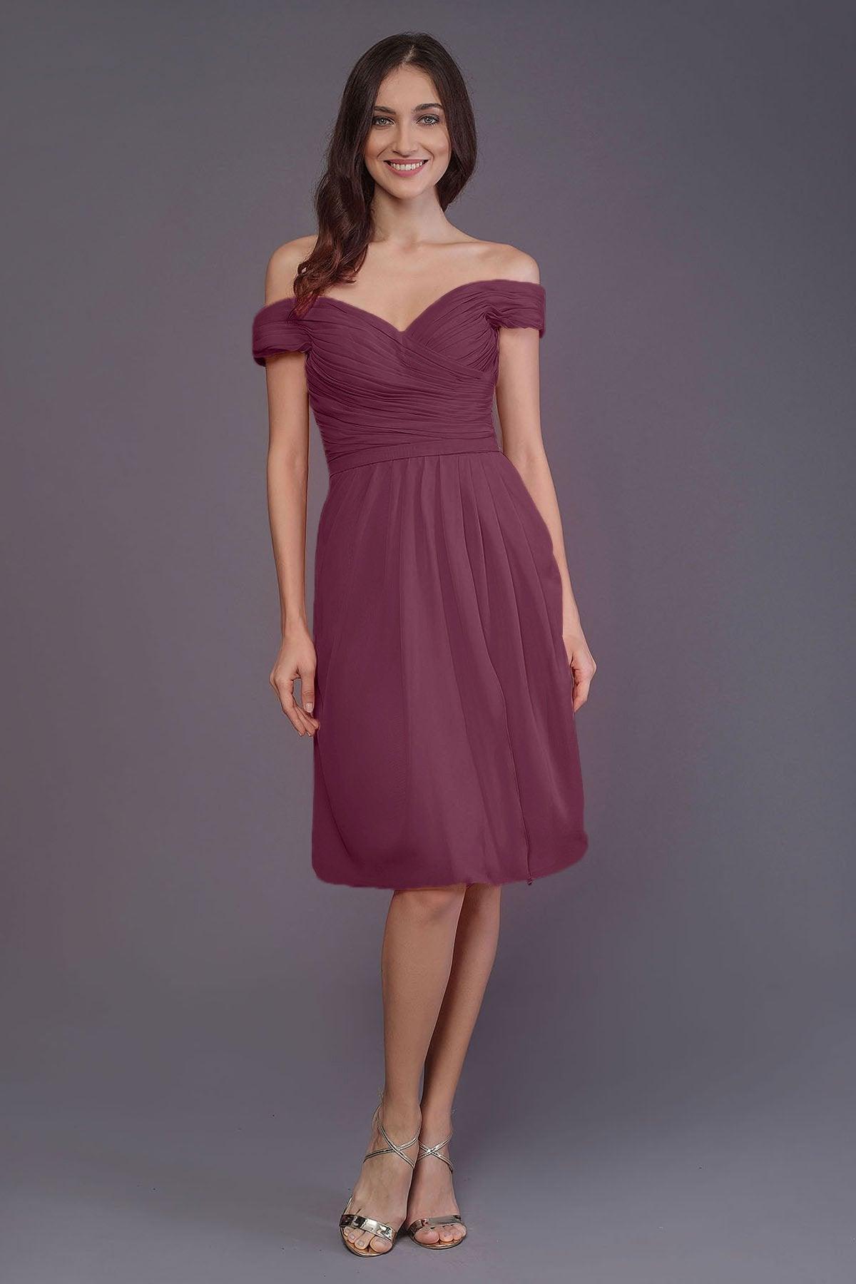 Sheath-Column Knee Length Short Bridesmaid Dress PR3485 - COCOMELODY
