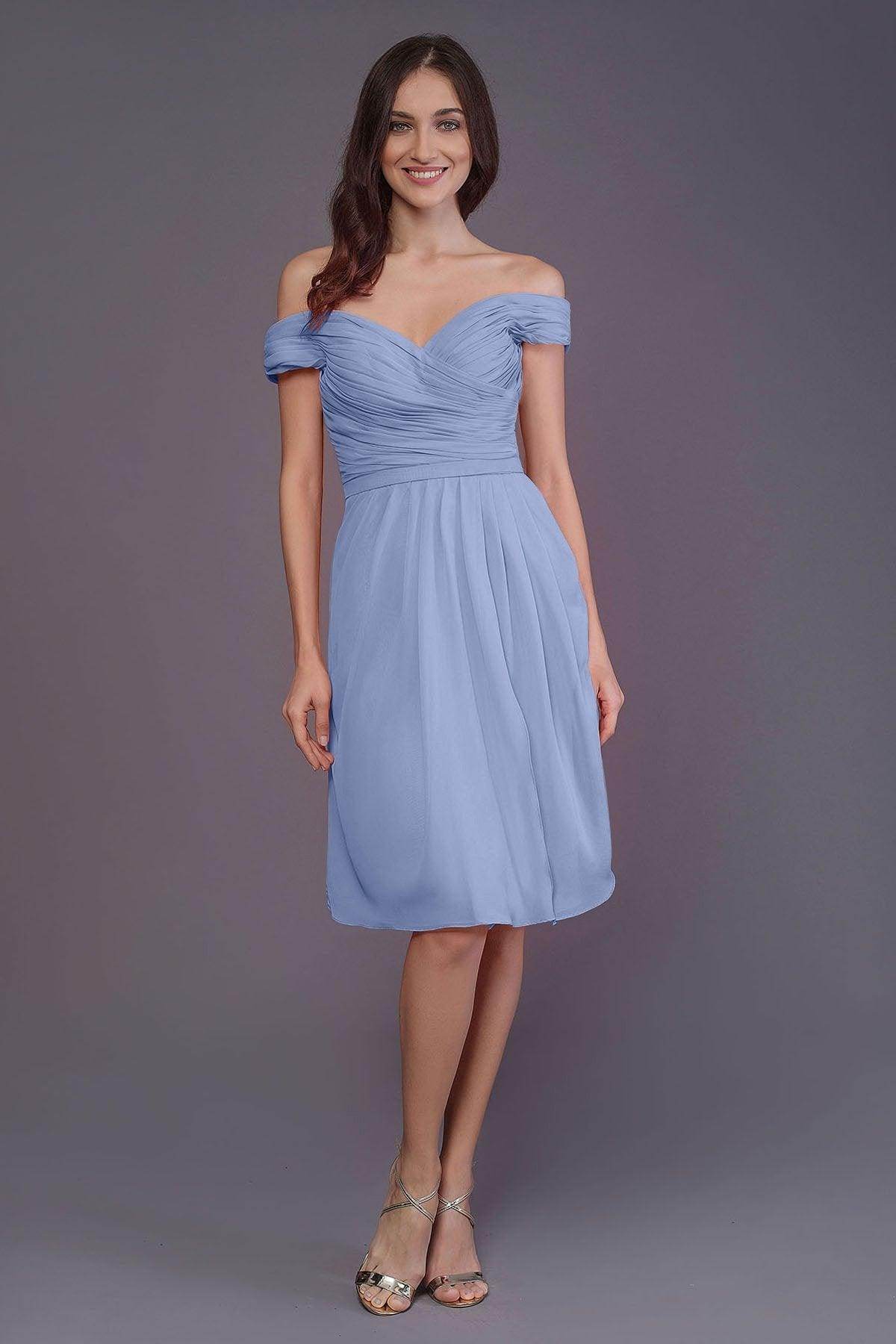 Sheath-Column Knee Length Short Bridesmaid Dress PR3485 - COCOMELODY