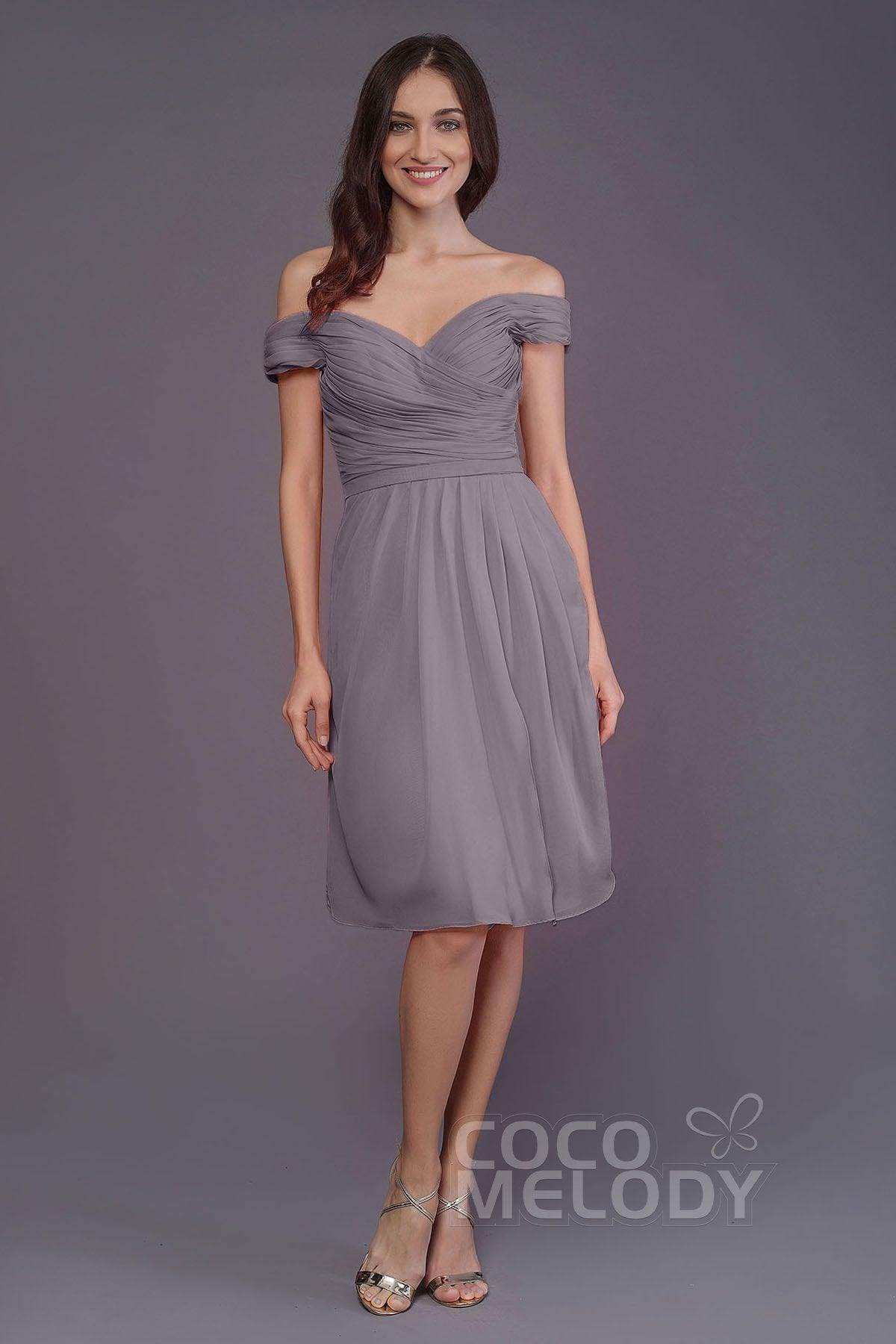 Sheath-Column Knee Length Short Bridesmaid Dress PR3485 - COCOMELODY