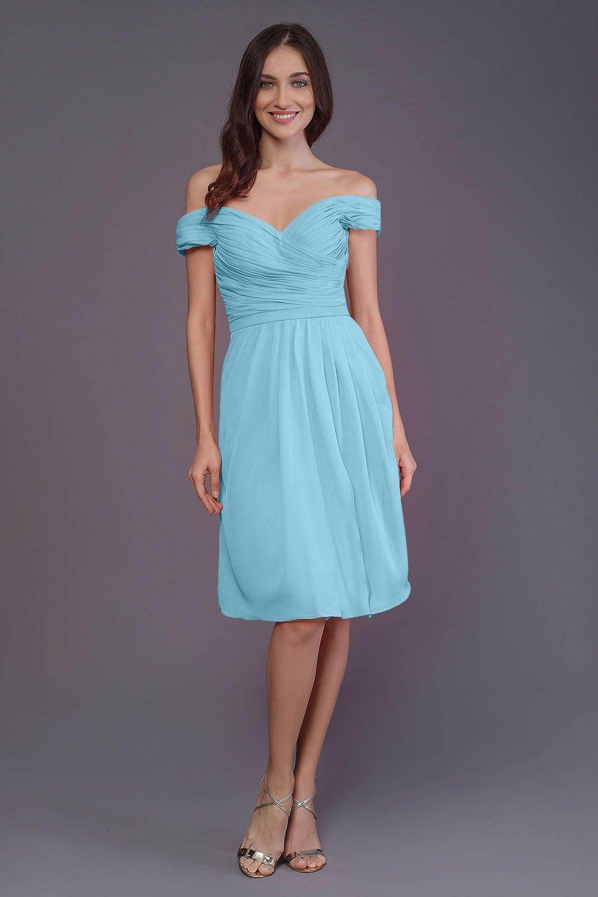Sheath-Column Knee Length Short Bridesmaid Dress PR3485 - COCOMELODY