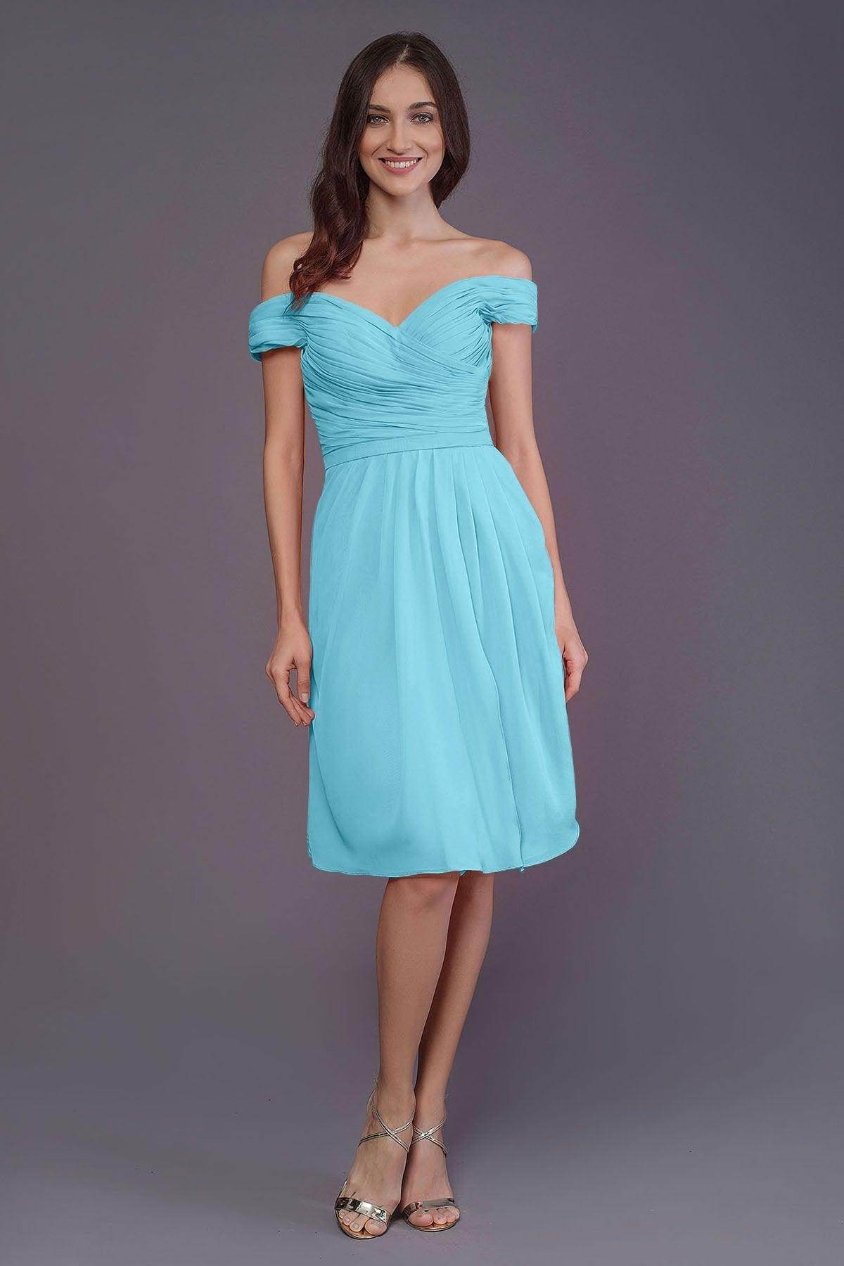 Sheath-Column Knee Length Short Bridesmaid Dress PR3485 - COCOMELODY