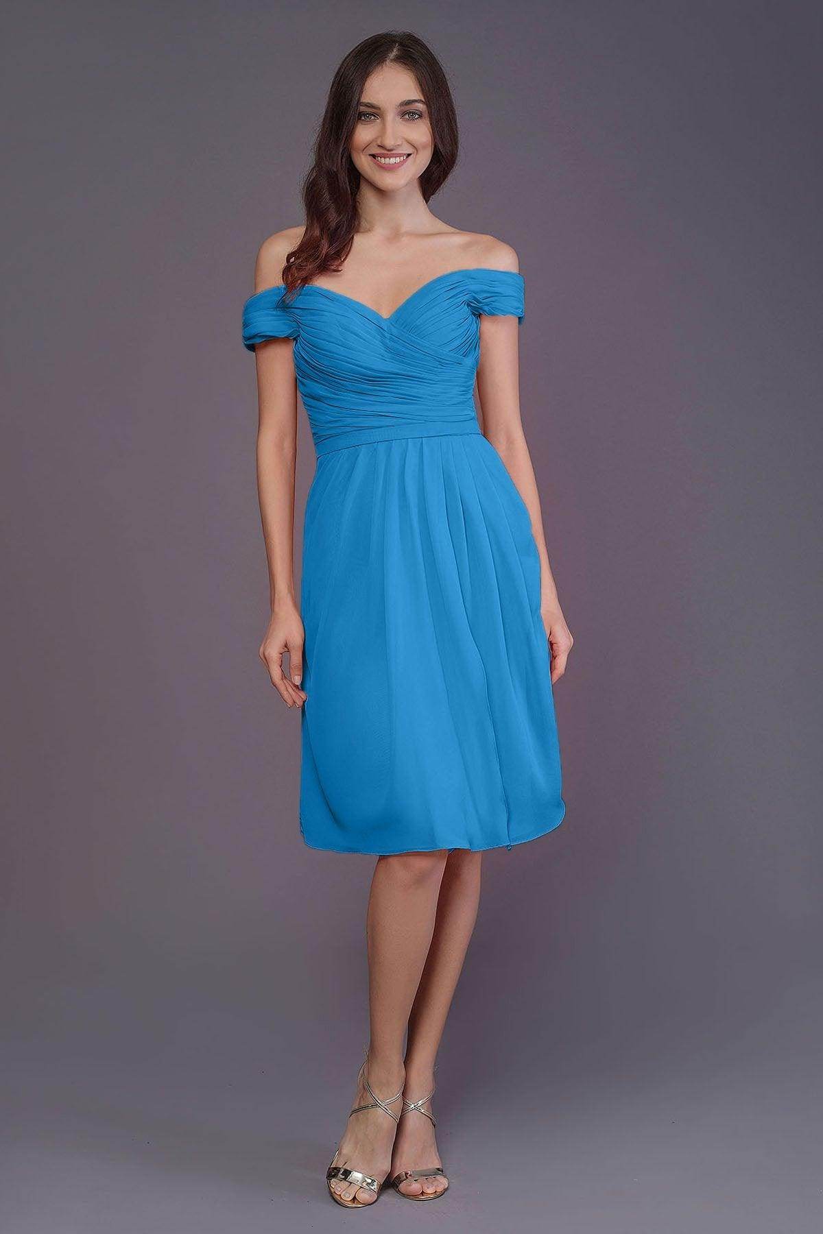 Sheath-Column Knee Length Short Bridesmaid Dress PR3485 - COCOMELODY