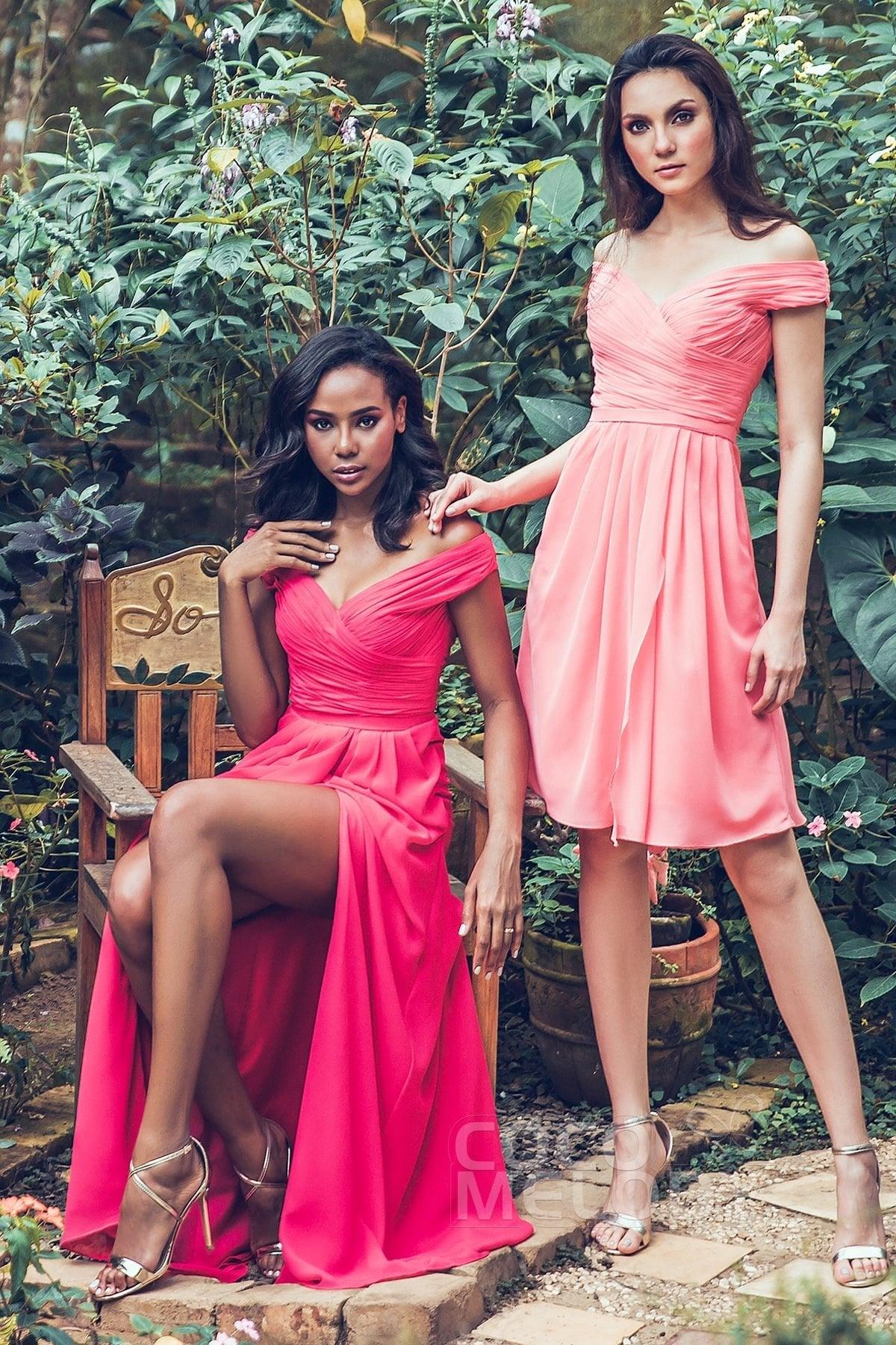 COCOMELODY Sheath-Column Knee Length Short Bridesmaid Dress PR3485 