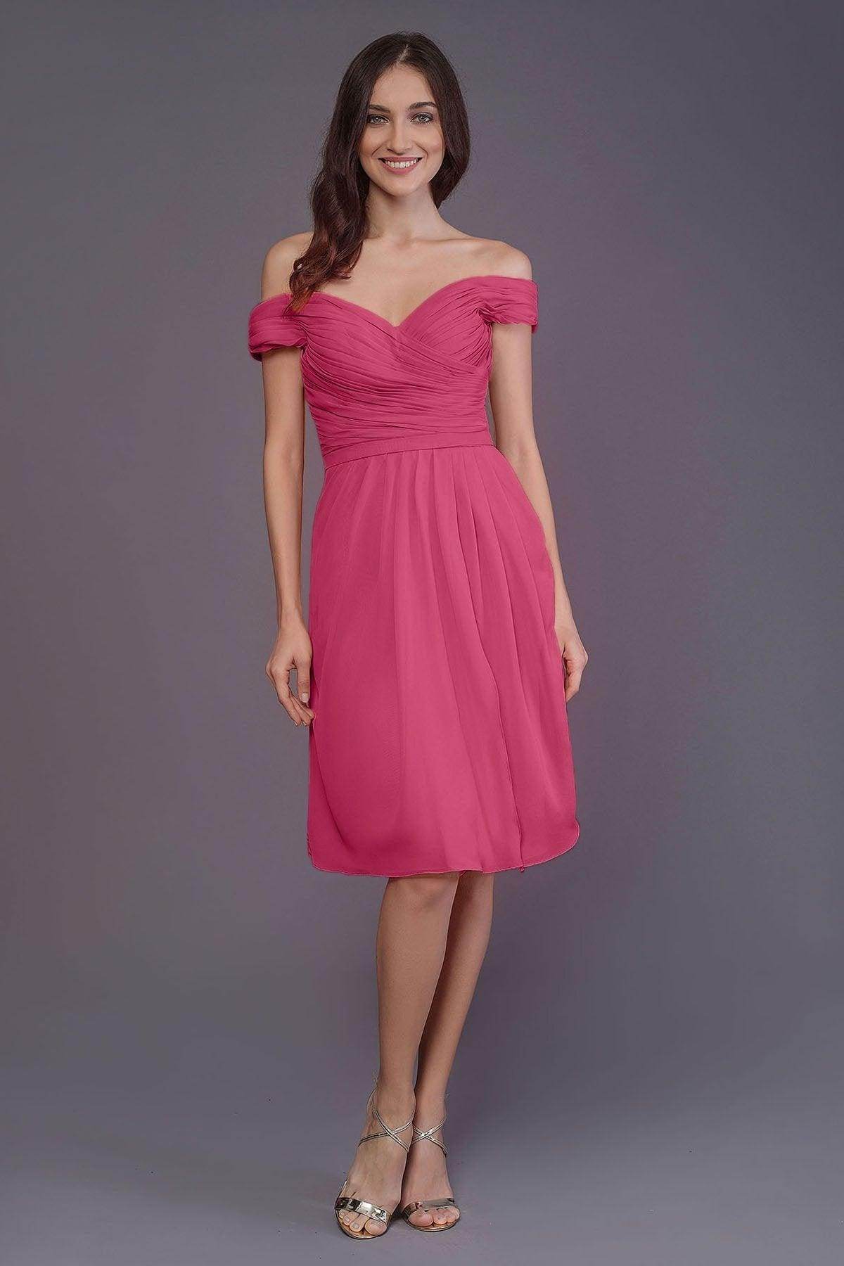Sheath-Column Knee Length Short Bridesmaid Dress PR3485 - COCOMELODY