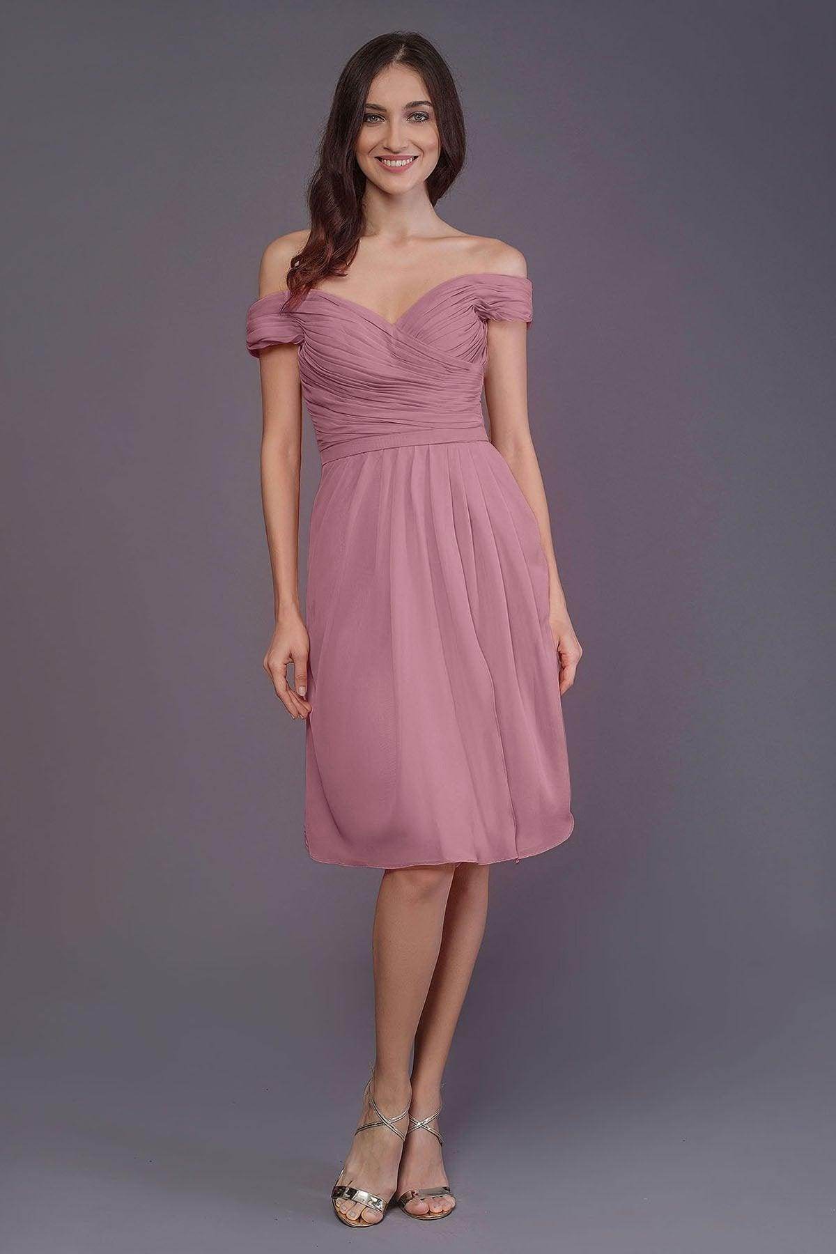 Sheath-Column Knee Length Short Bridesmaid Dress PR3485 - COCOMELODY