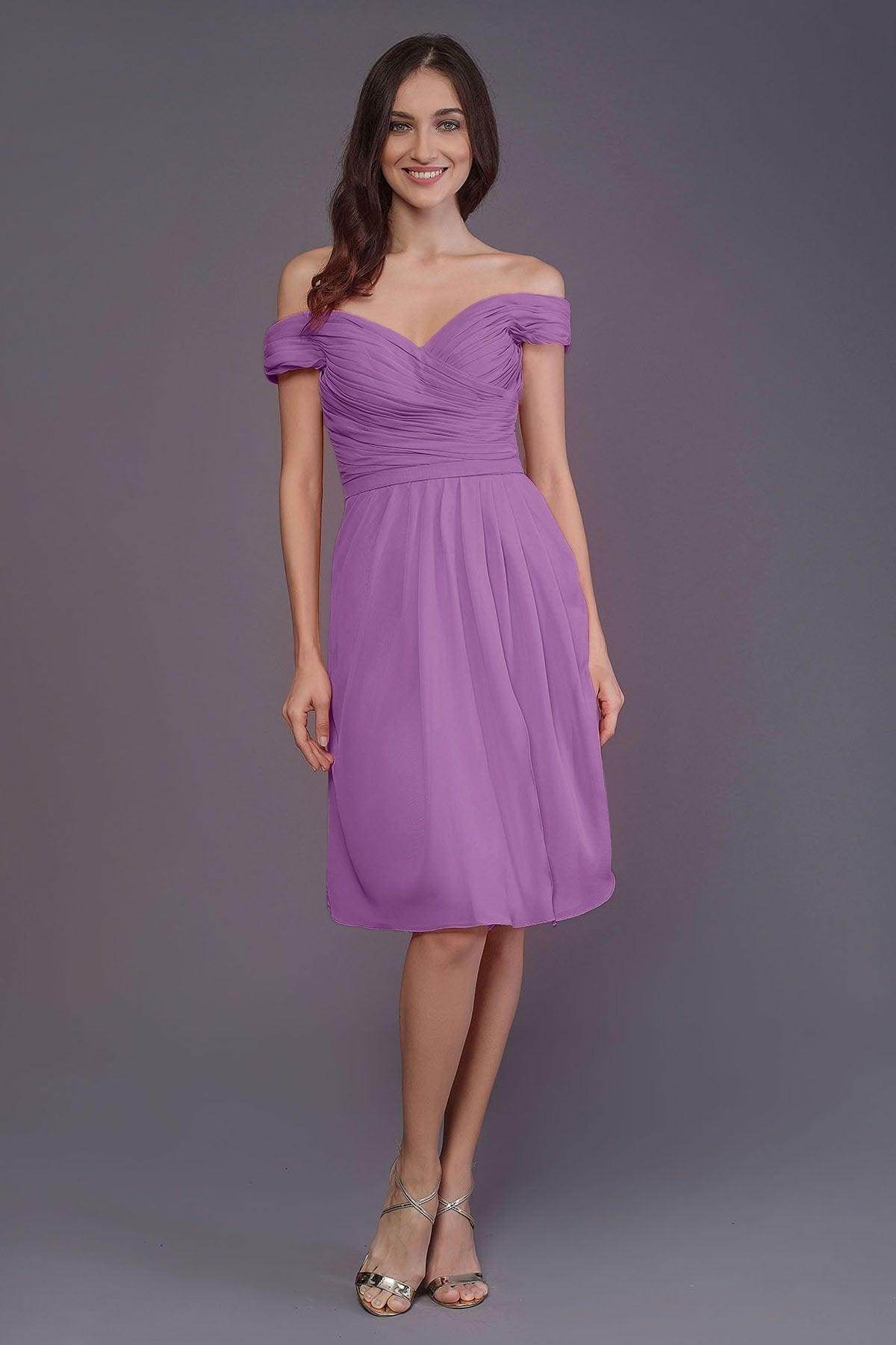 Sheath-Column Knee Length Short Bridesmaid Dress PR3485 - COCOMELODY