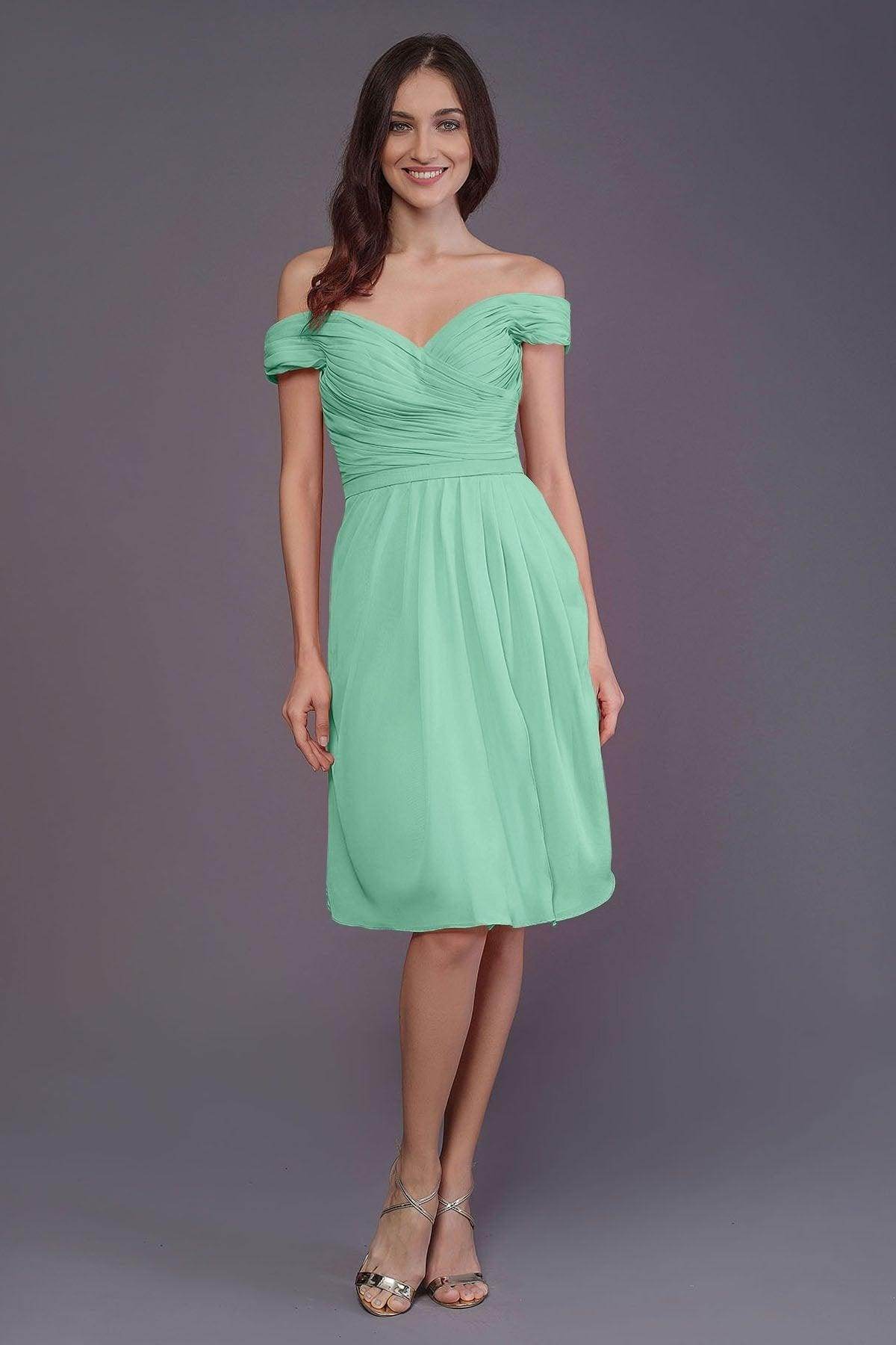 Sheath-Column Knee Length Short Bridesmaid Dress PR3485 - COCOMELODY