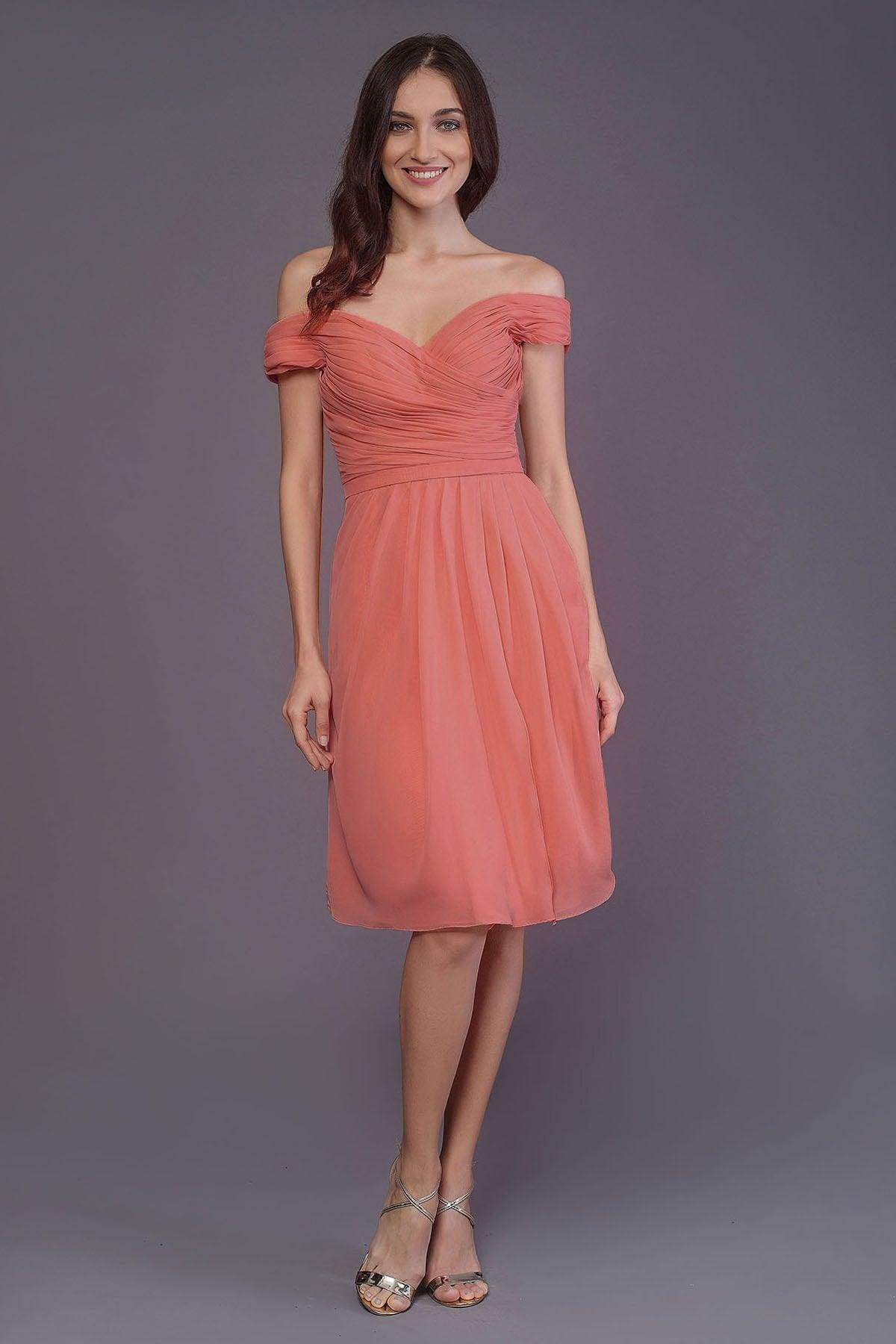 Sheath-Column Knee Length Short Bridesmaid Dress PR3485 - COCOMELODY