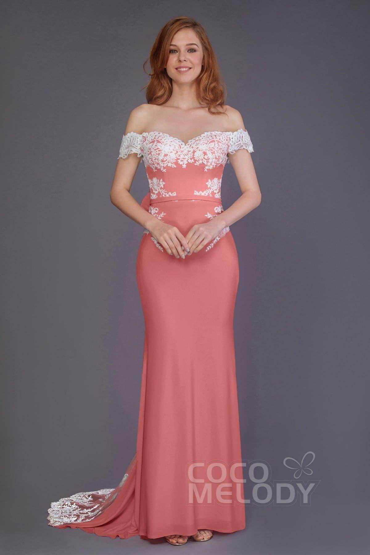 Mermaid Sweep Train Knitted Fabric Bridesmaid Dress PR3491 - COCOMELODY