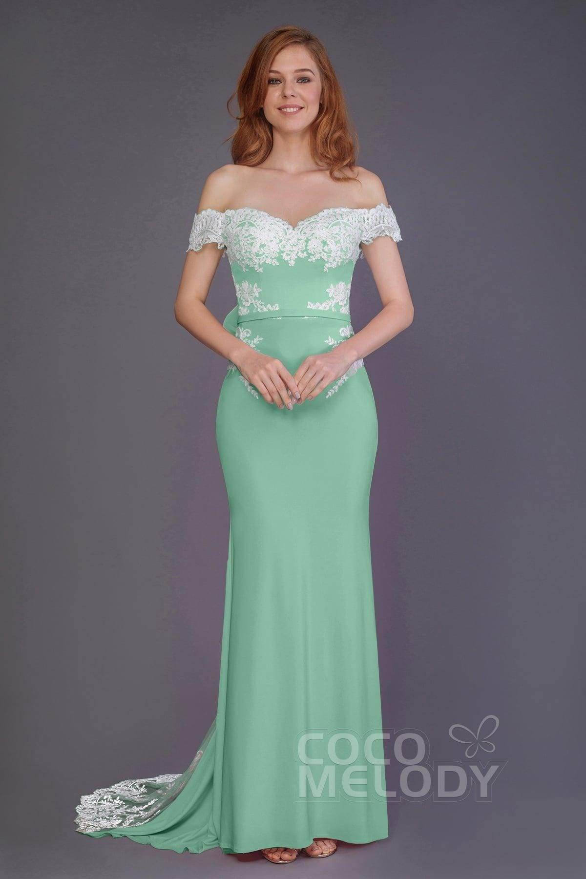 Mermaid Sweep Train Knitted Fabric Bridesmaid Dress PR3491 - COCOMELODY