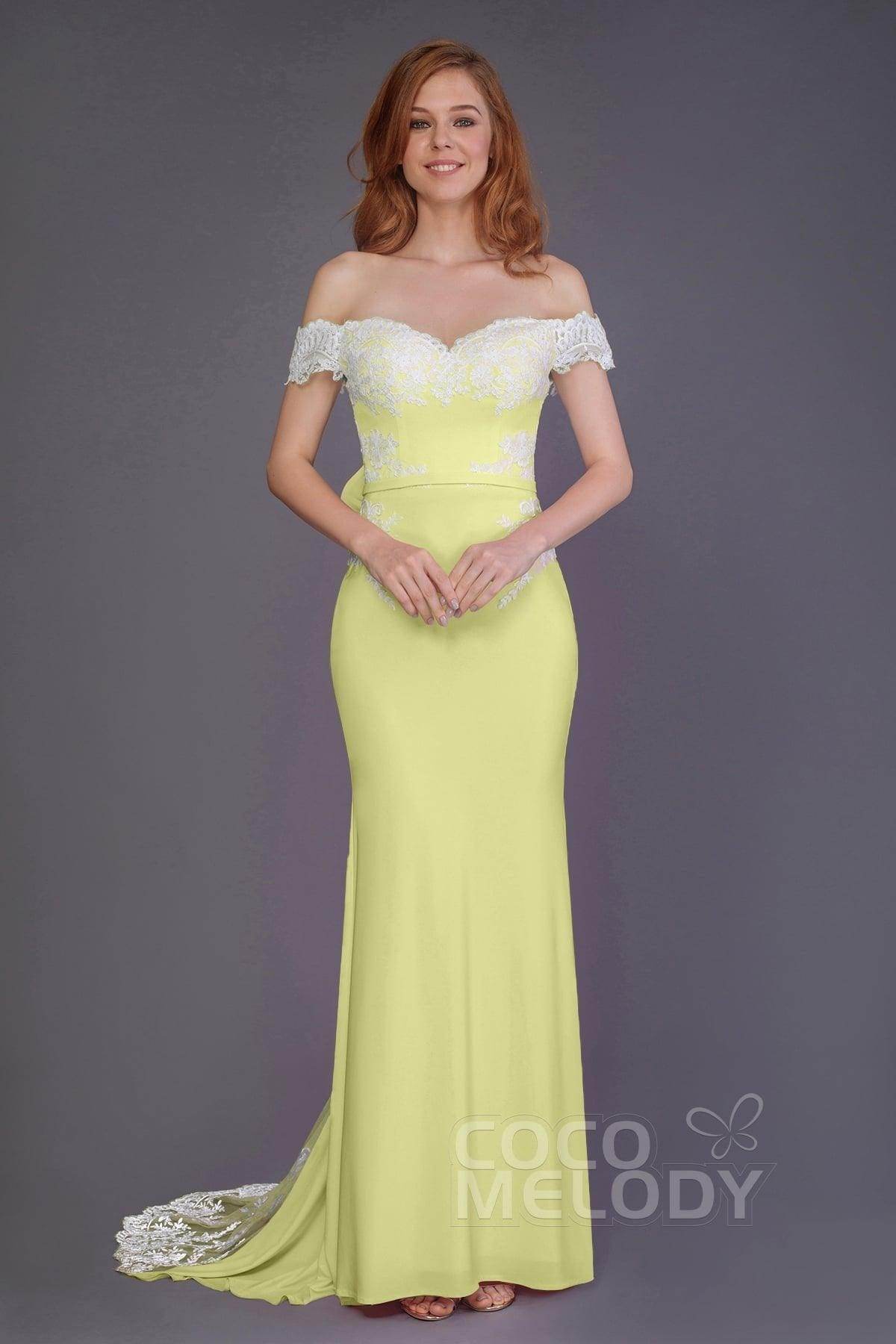 Mermaid Sweep Train Knitted Fabric Bridesmaid Dress PR3491 - COCOMELODY