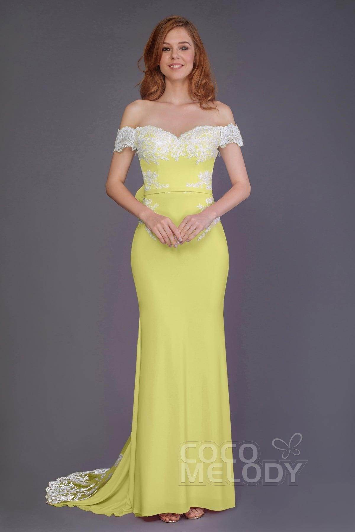 Mermaid Sweep Train Knitted Fabric Bridesmaid Dress PR3491 - COCOMELODY