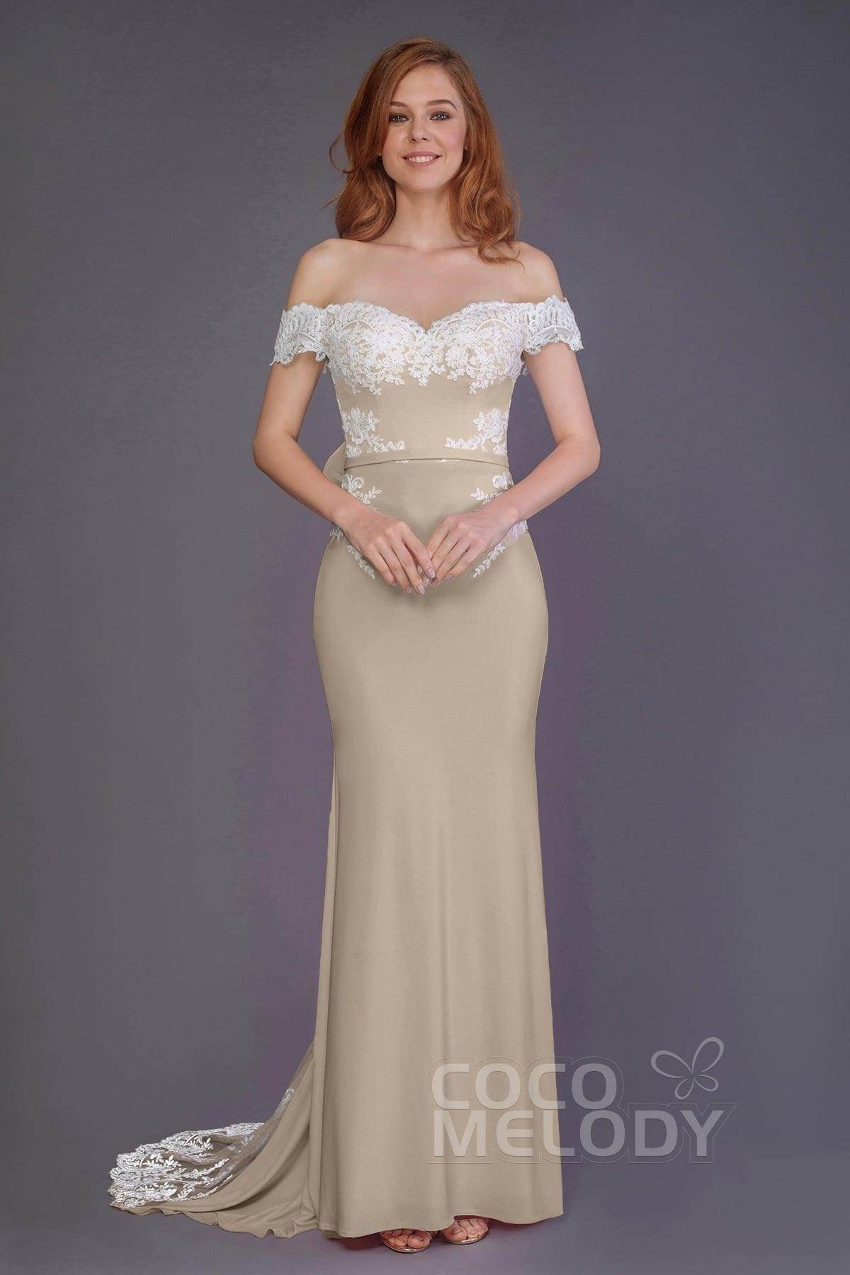 Mermaid Sweep Train Knitted Fabric Bridesmaid Dress PR3491 - COCOMELODY
