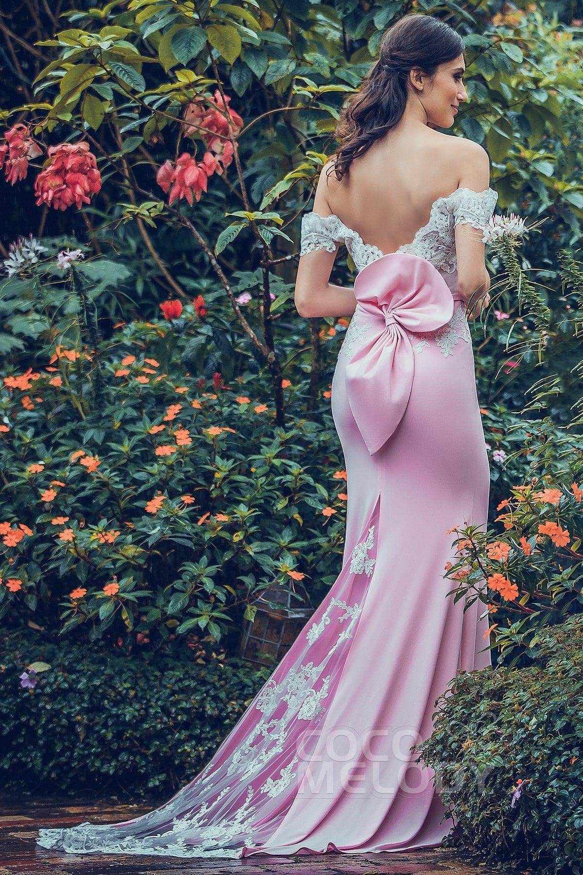 Mermaid Sweep Train Knitted Fabric Bridesmaid Dress PR3491 - COCOMELODY