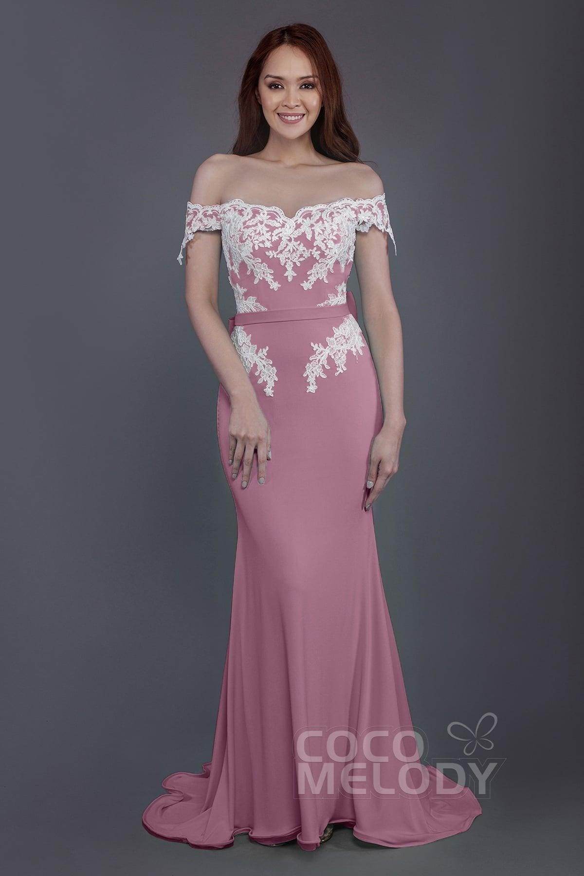 Mermaid Sweep Train Knitted Fabric Bridesmaid Dress PR3497 - COCOMELODY