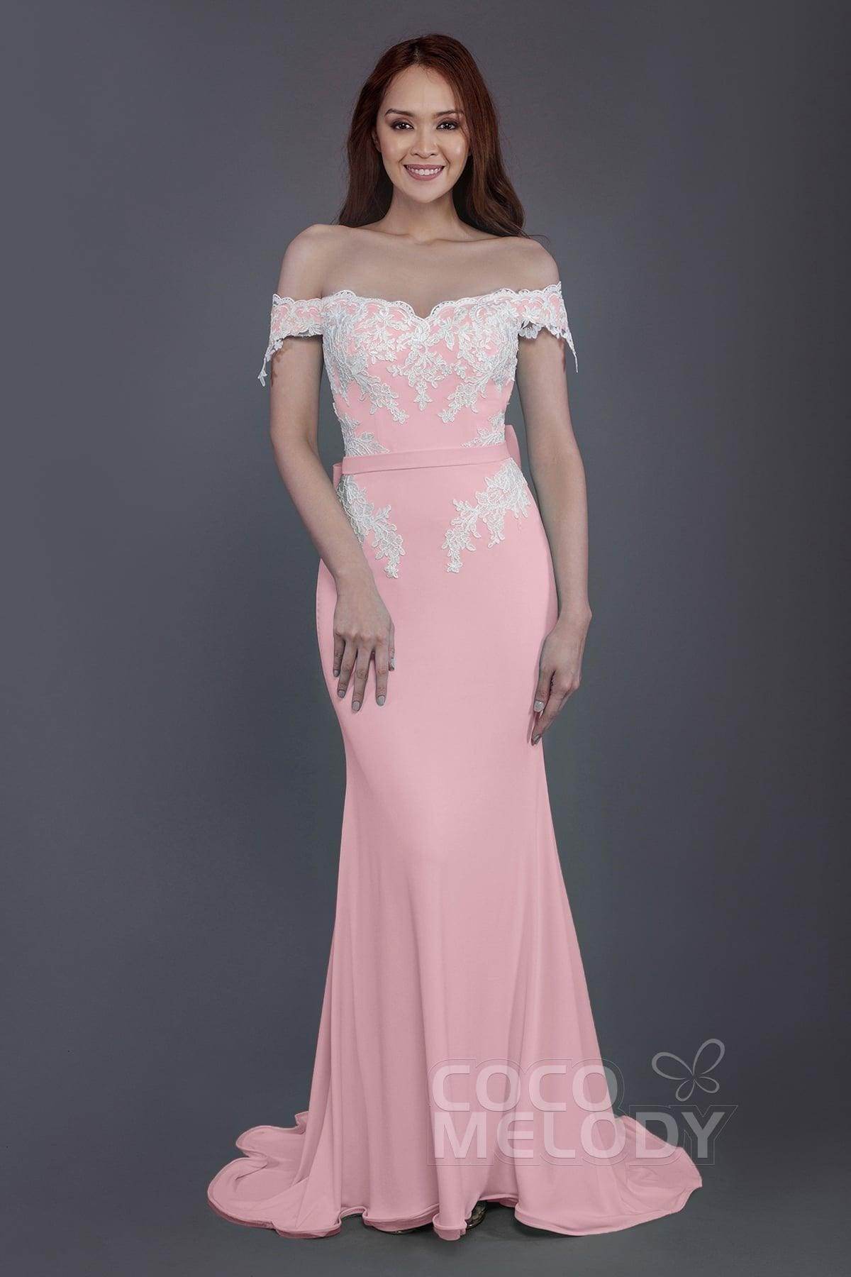 Mermaid Sweep Train Knitted Fabric Bridesmaid Dress PR3497 - COCOMELODY