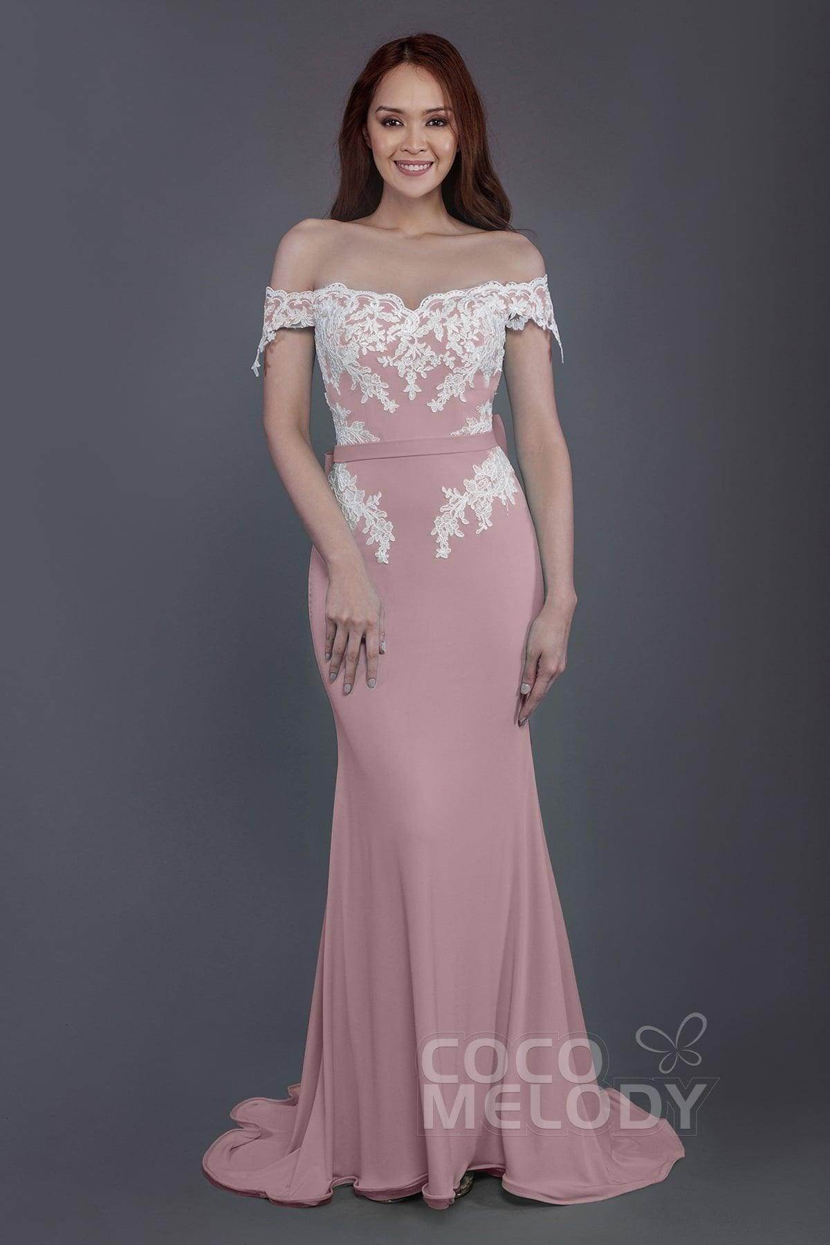 Mermaid Sweep Train Knitted Fabric Bridesmaid Dress PR3497 - COCOMELODY