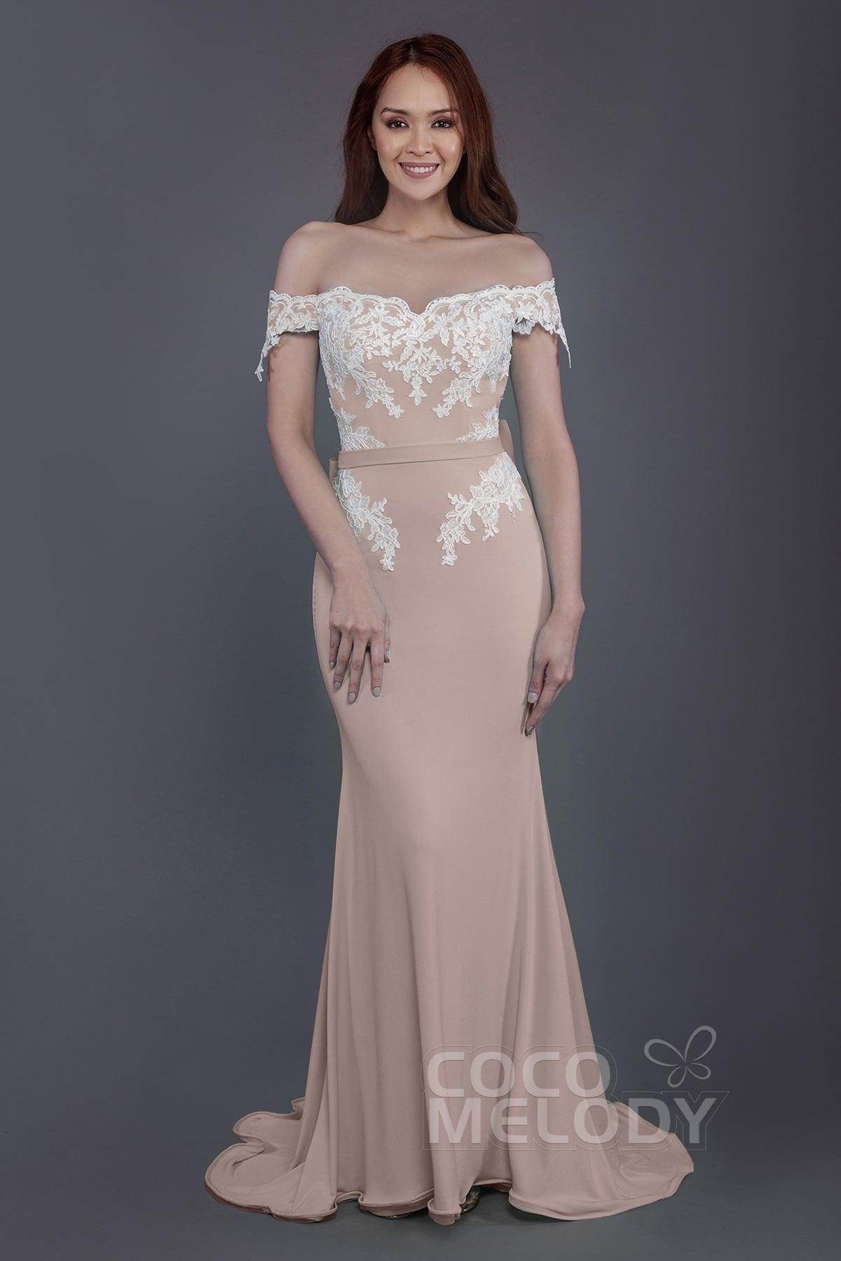 Mermaid Sweep Train Knitted Fabric Bridesmaid Dress PR3497 - COCOMELODY