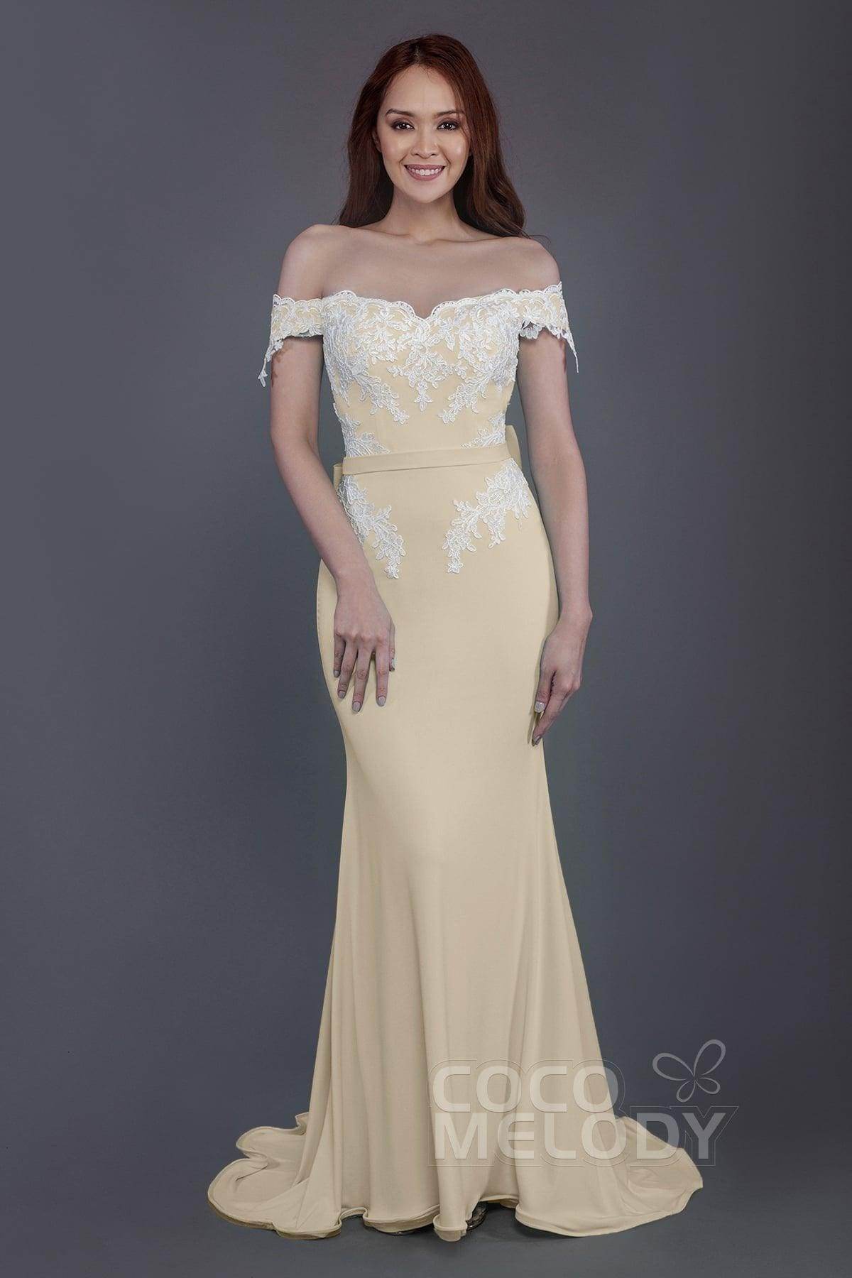 Mermaid Sweep Train Knitted Fabric Bridesmaid Dress PR3497 - COCOMELODY