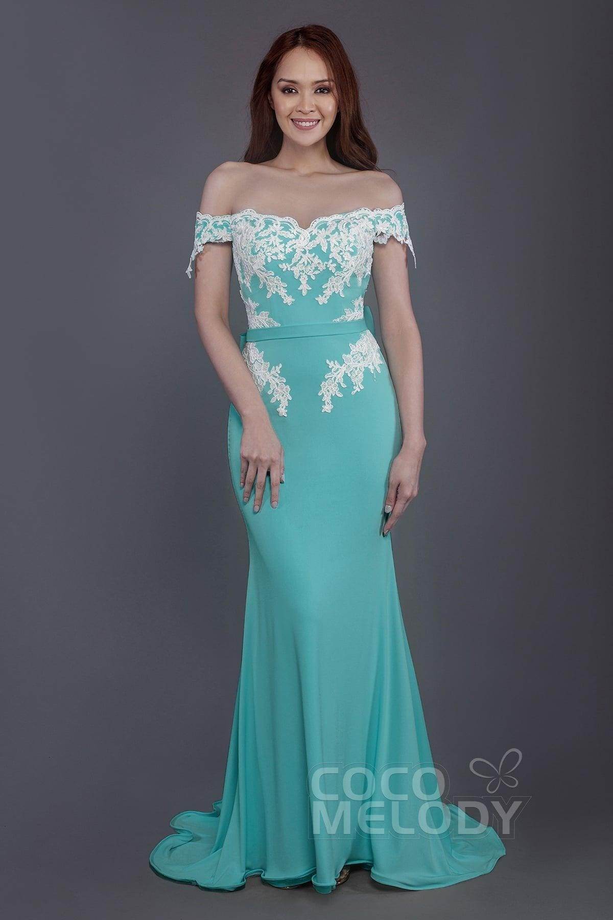 Mermaid Sweep Train Knitted Fabric Bridesmaid Dress PR3497 - COCOMELODY