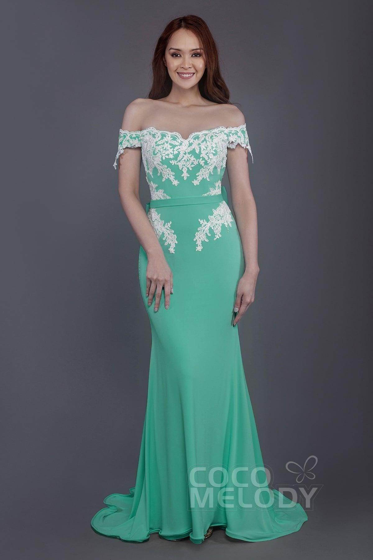 Mermaid Sweep Train Knitted Fabric Bridesmaid Dress PR3497 - COCOMELODY