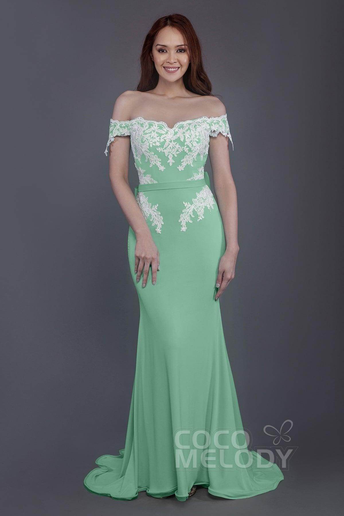 Mermaid Sweep Train Knitted Fabric Bridesmaid Dress PR3497 - COCOMELODY