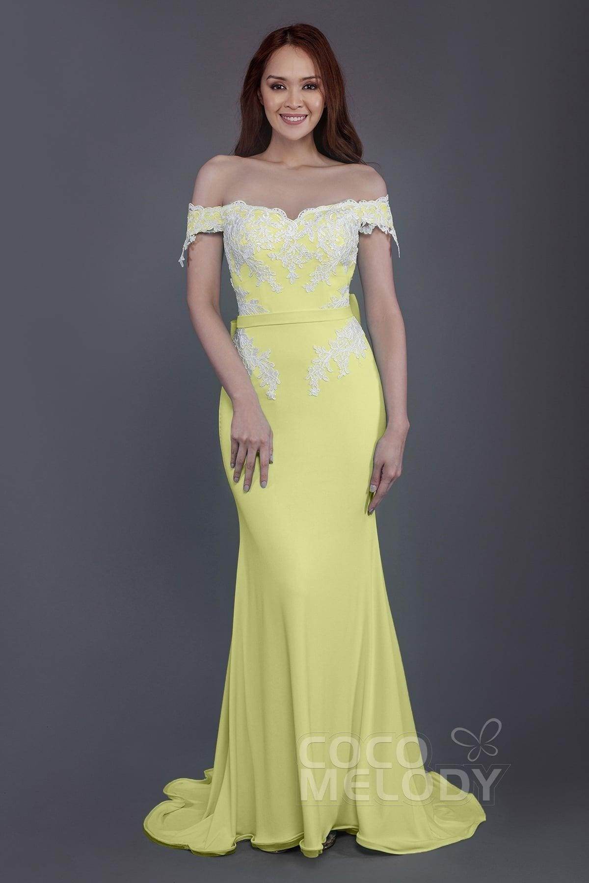 Mermaid Sweep Train Knitted Fabric Bridesmaid Dress PR3497 - COCOMELODY