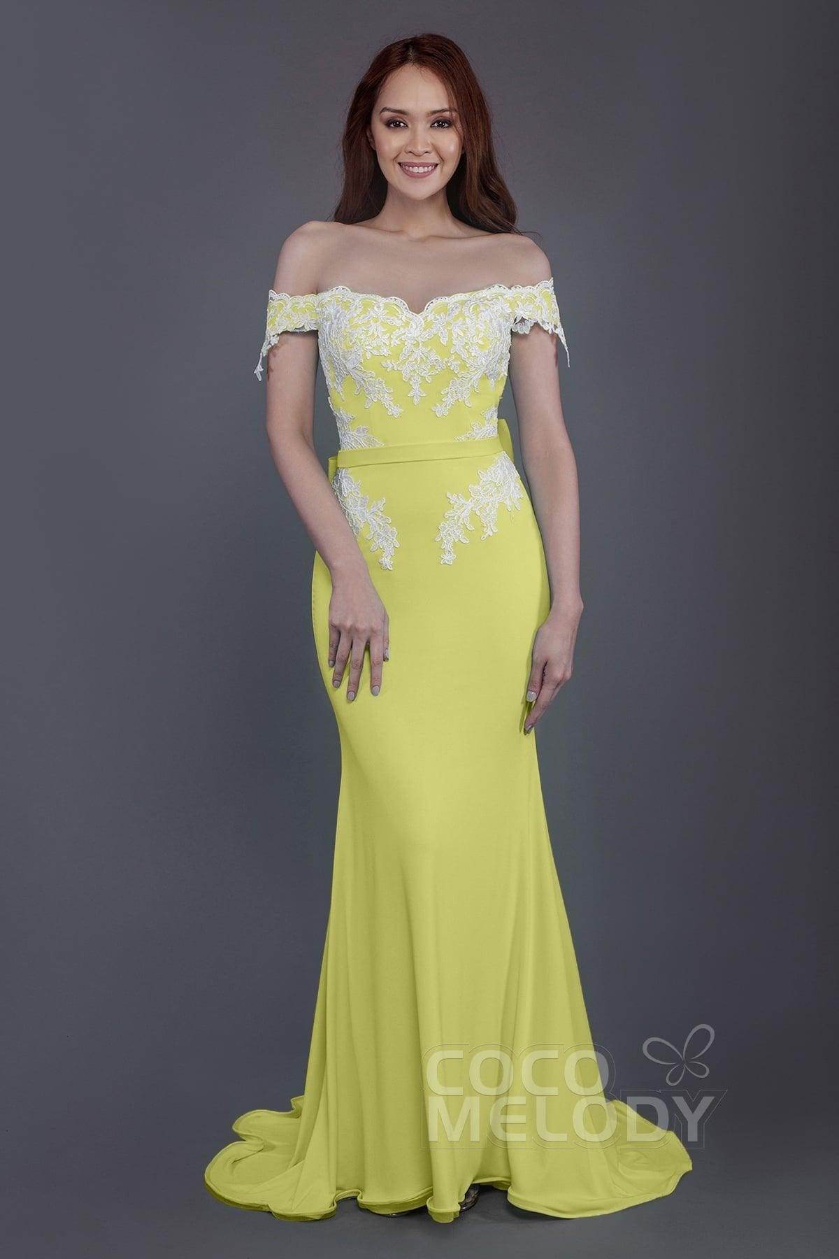 Mermaid Sweep Train Knitted Fabric Bridesmaid Dress PR3497 - COCOMELODY