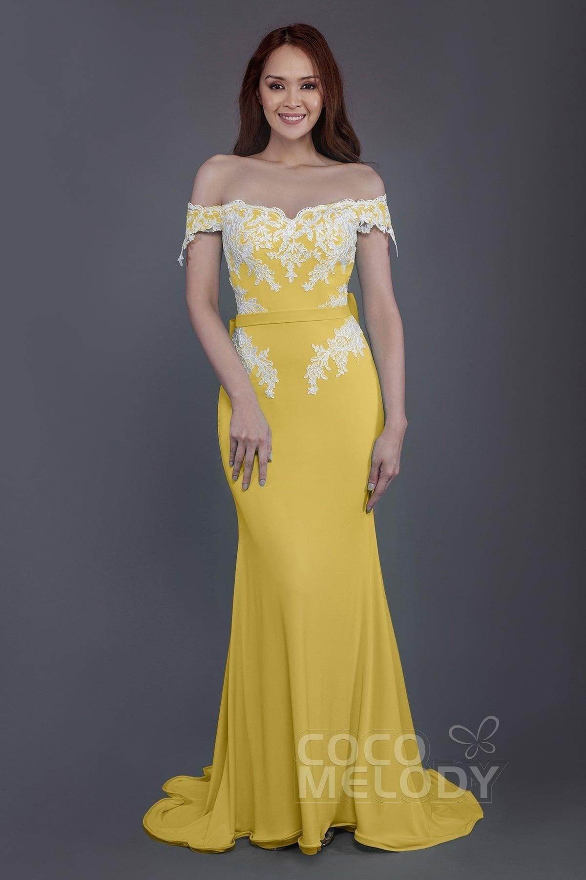 Mermaid Sweep Train Knitted Fabric Bridesmaid Dress PR3497 - COCOMELODY