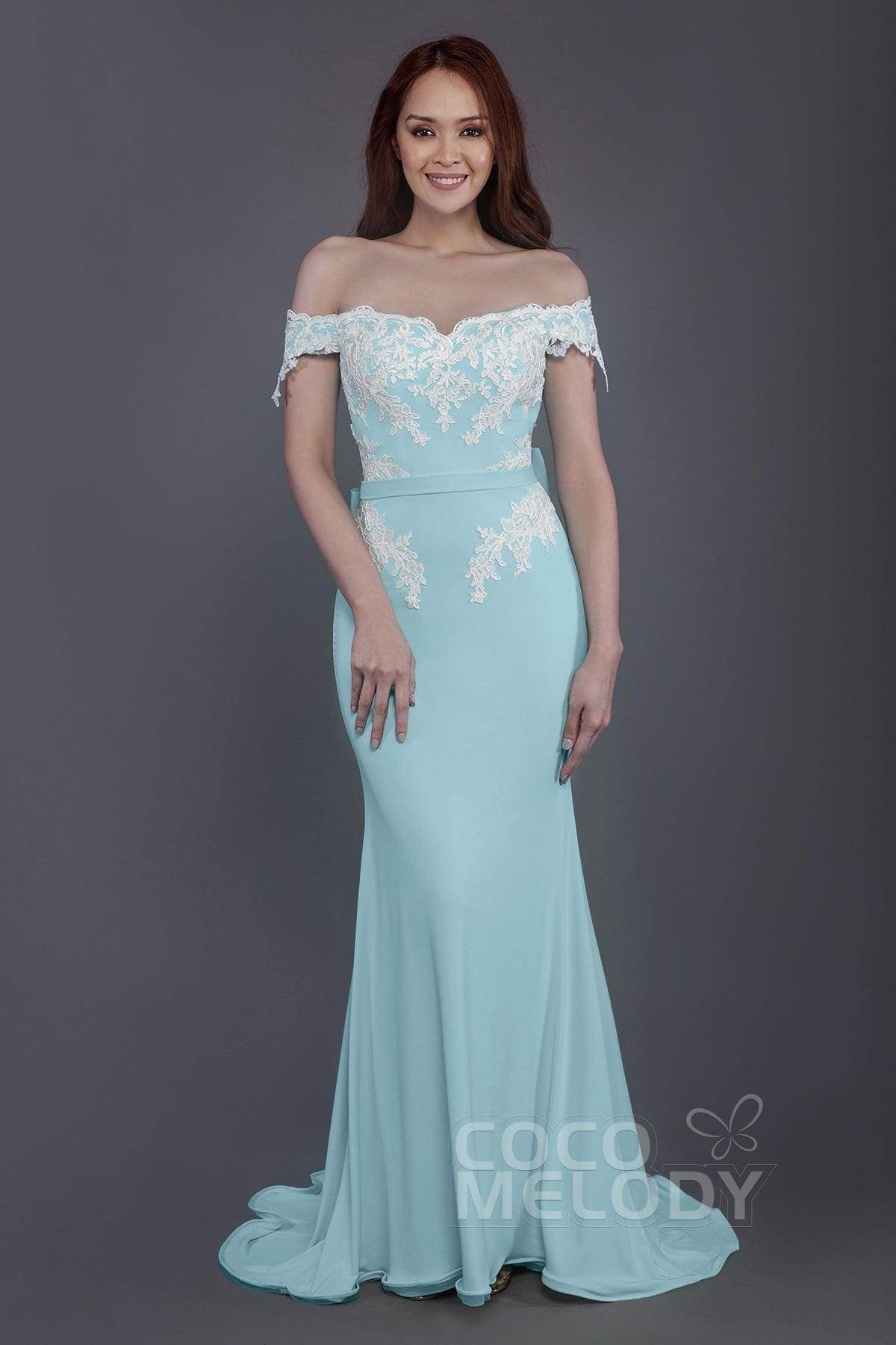Mermaid Sweep Train Knitted Fabric Bridesmaid Dress PR3497 - COCOMELODY