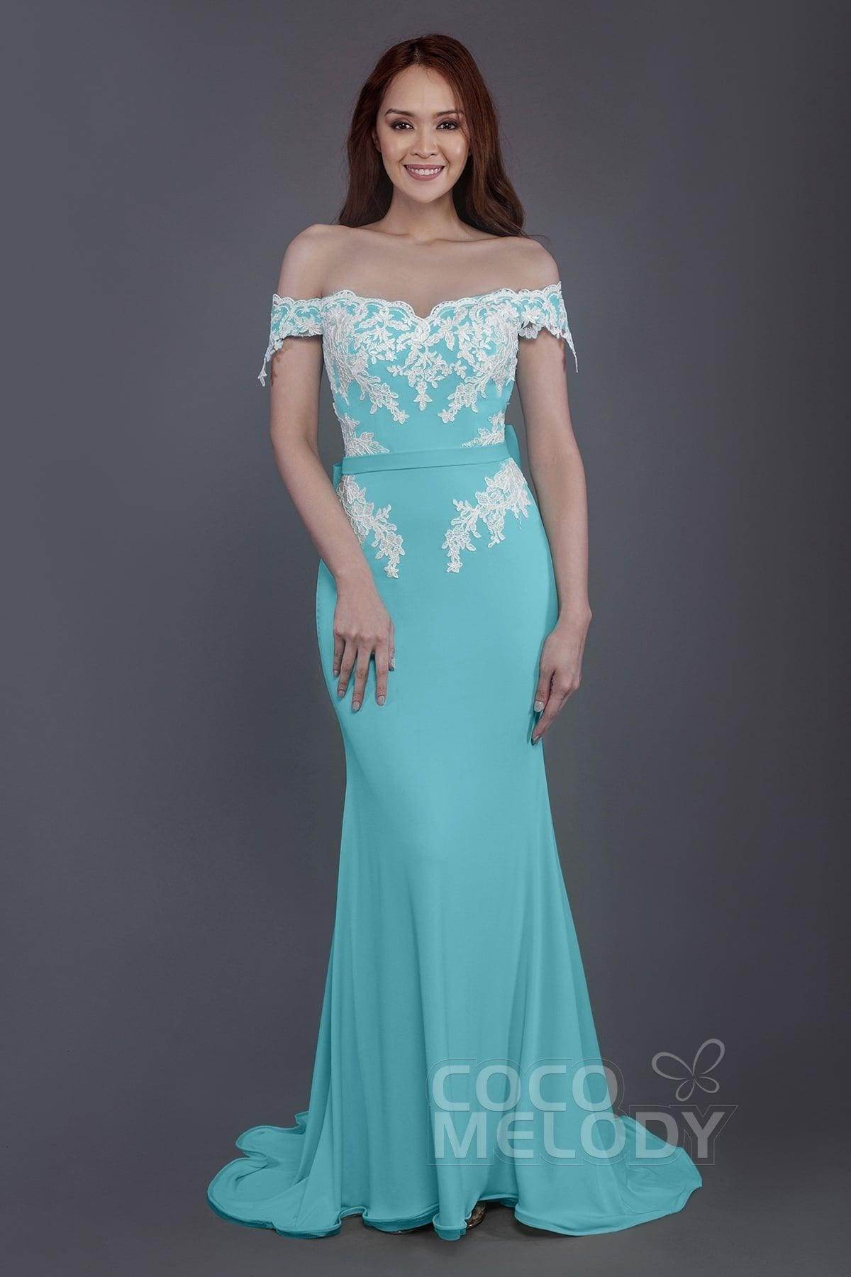 Mermaid Sweep Train Knitted Fabric Bridesmaid Dress PR3497 - COCOMELODY