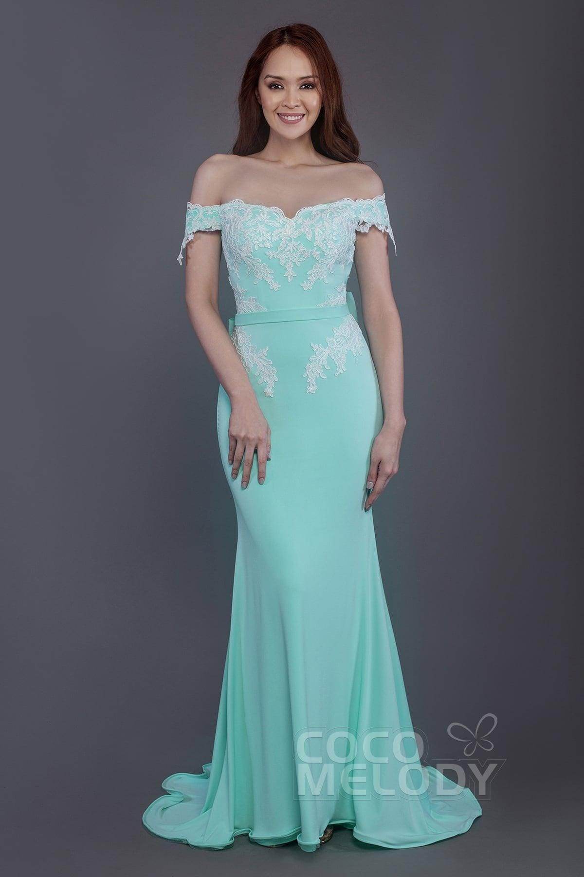 Mermaid Sweep Train Knitted Fabric Bridesmaid Dress PR3497 - COCOMELODY