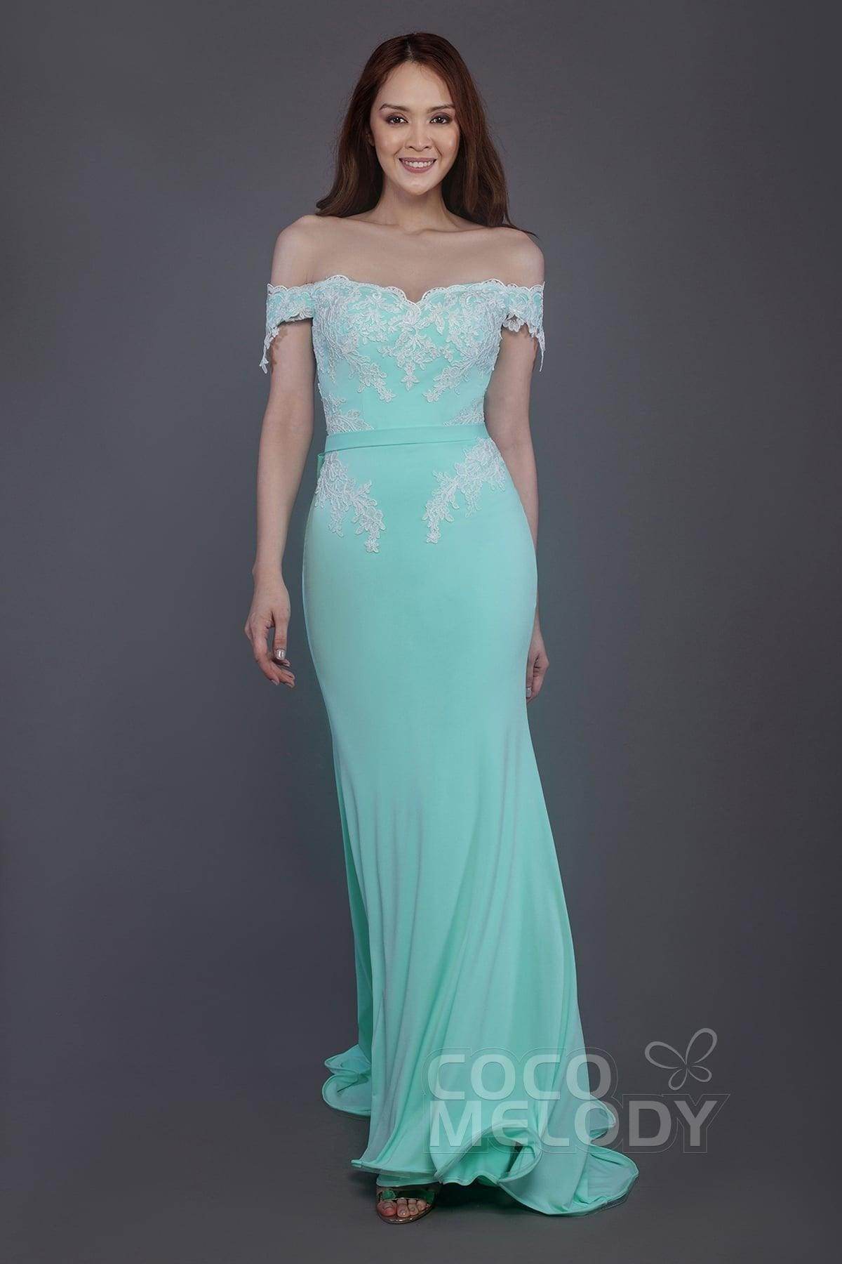 Mermaid Sweep Train Knitted Fabric Bridesmaid Dress PR3497 - COCOMELODY