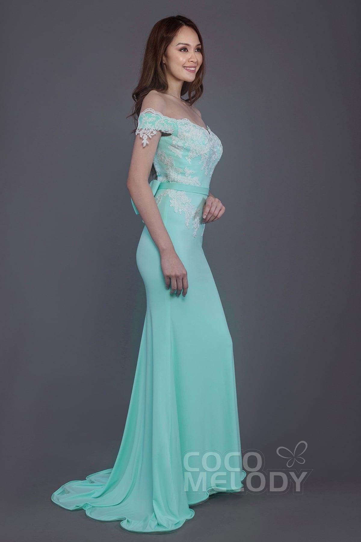 Mermaid Sweep Train Knitted Fabric Bridesmaid Dress PR3497 - COCOMELODY