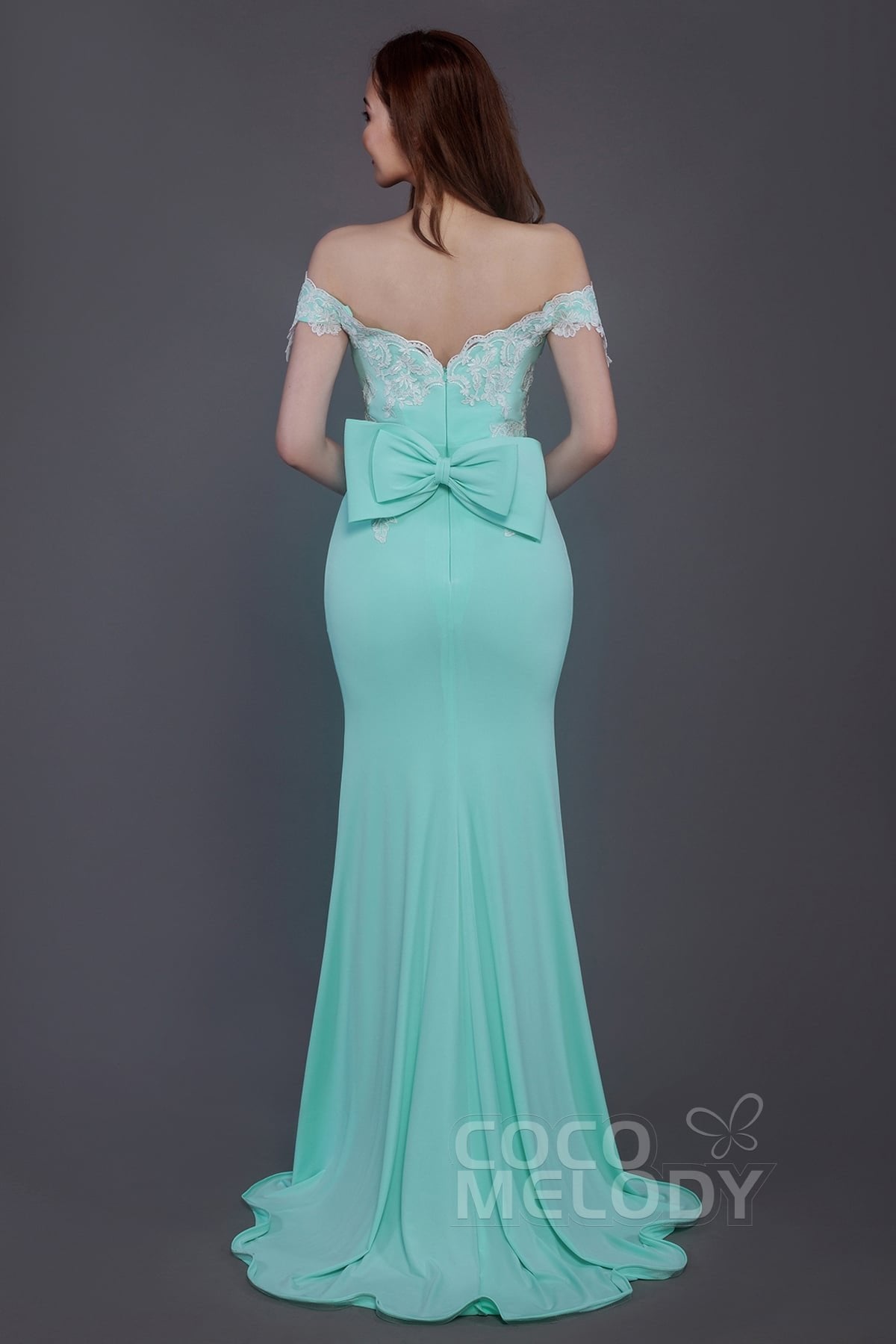 Mermaid Sweep Train Knitted Fabric Bridesmaid Dress PR3497