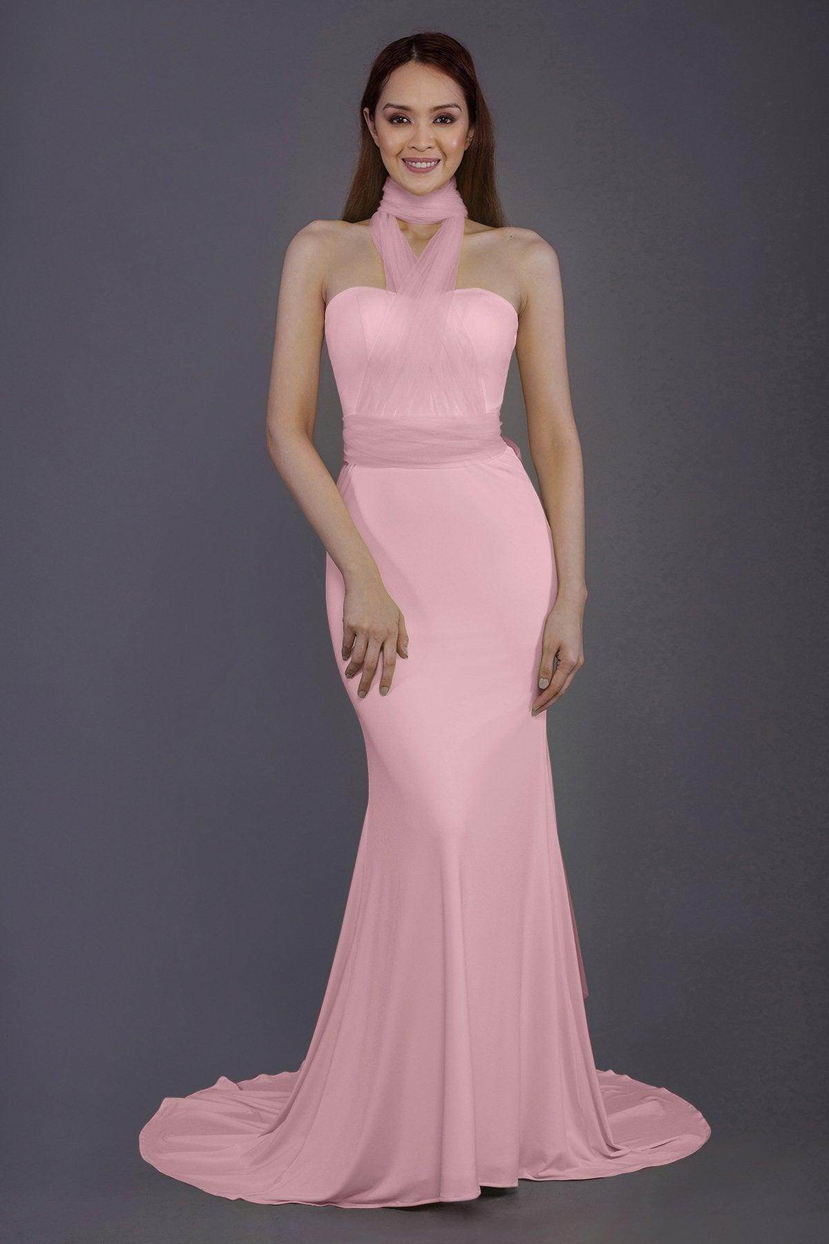 Mermaid Court Train Knitted Fabric Bridesmaid Dress PR3498 - COCOMELODY