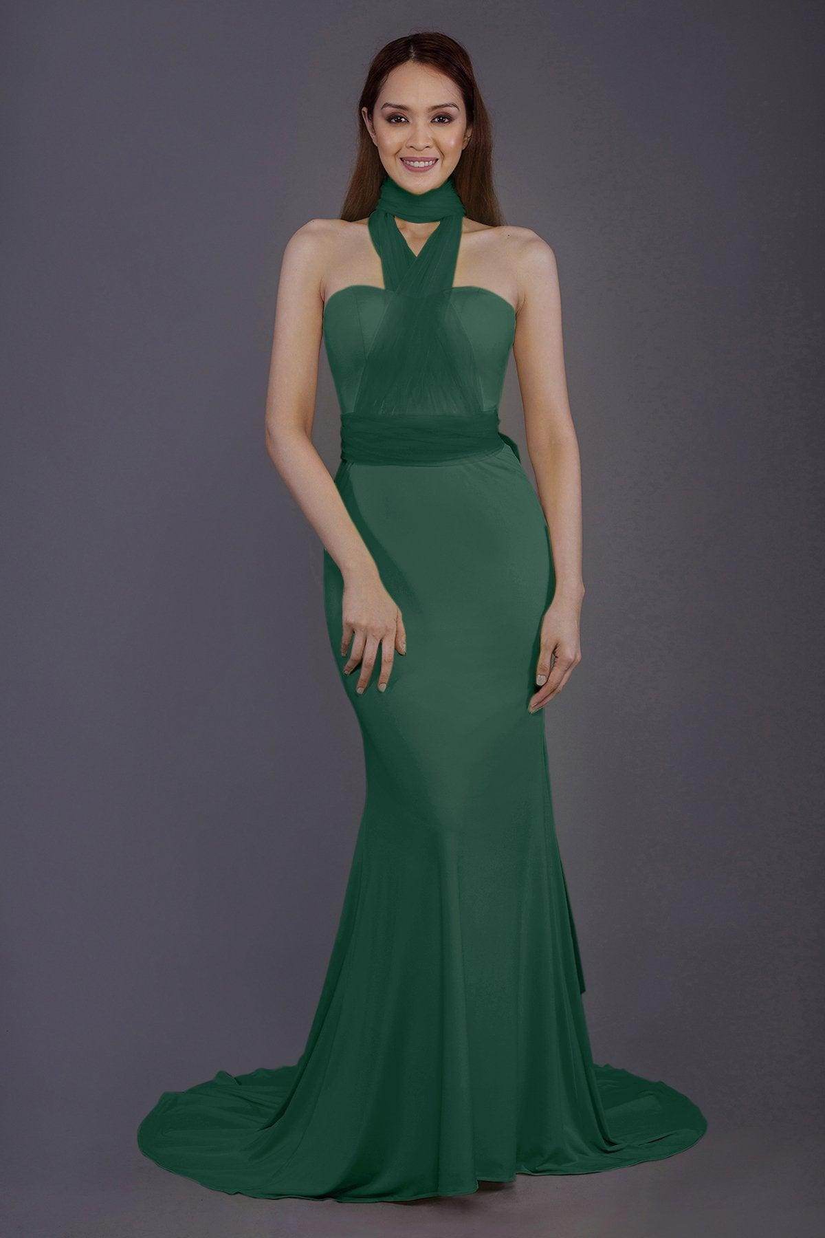 Mermaid Court Train Knitted Fabric Bridesmaid Dress PR3498 - COCOMELODY
