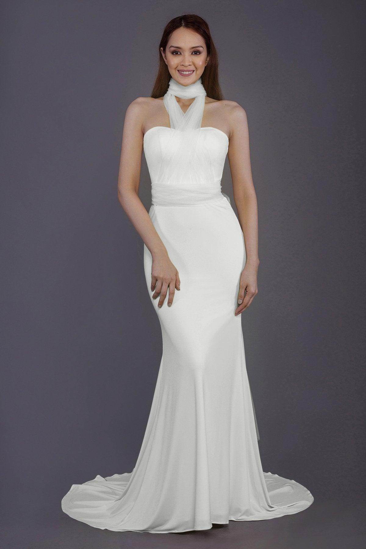 Mermaid Court Train Knitted Fabric Bridesmaid Dress PR3498 - COCOMELODY