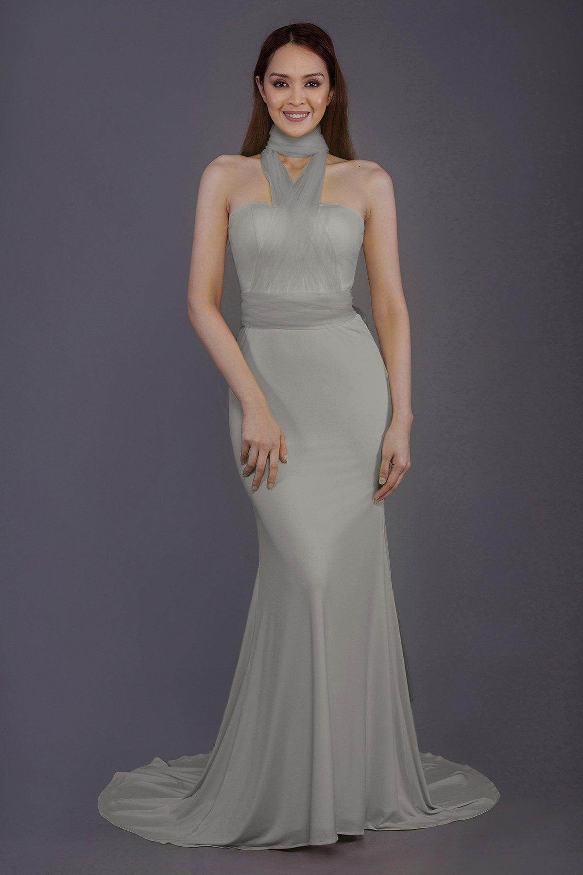 Mermaid Court Train Knitted Fabric Bridesmaid Dress PR3498 - COCOMELODY