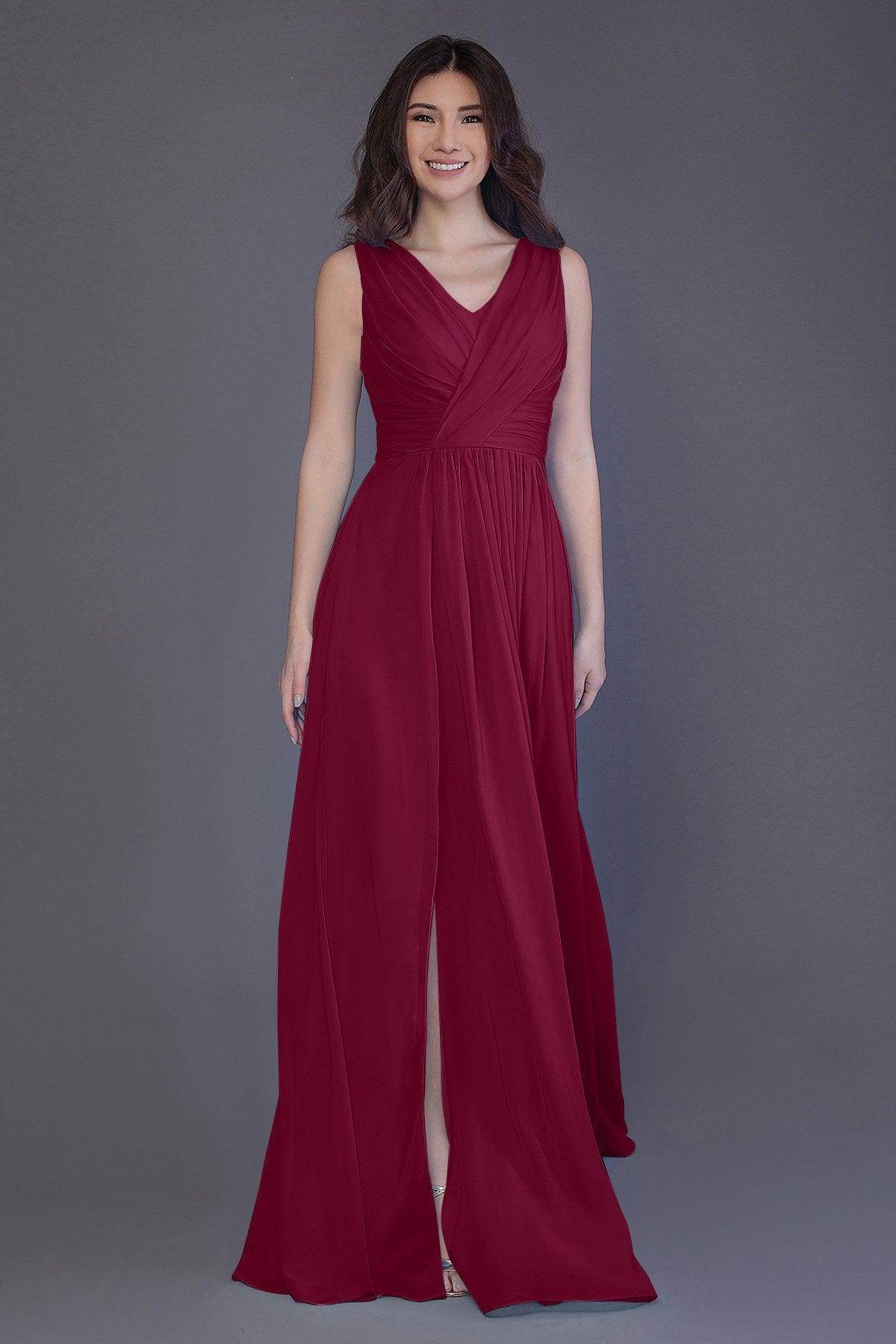 Sheath-Column Floor Length Chiffon Bridesmaid Dress PR3499 - COCOMELODY