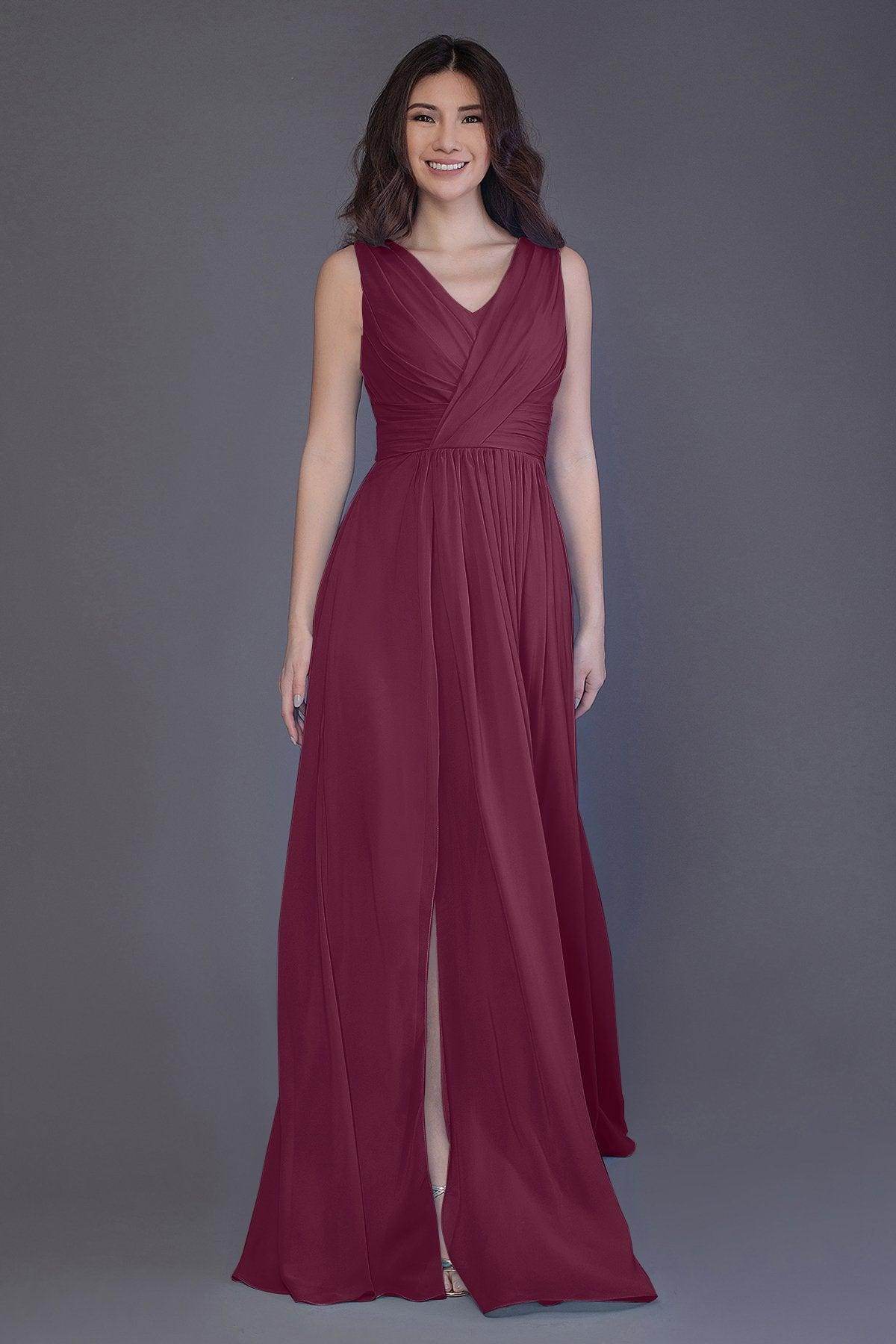 Sheath-Column Floor Length Chiffon Bridesmaid Dress PR3499 - COCOMELODY