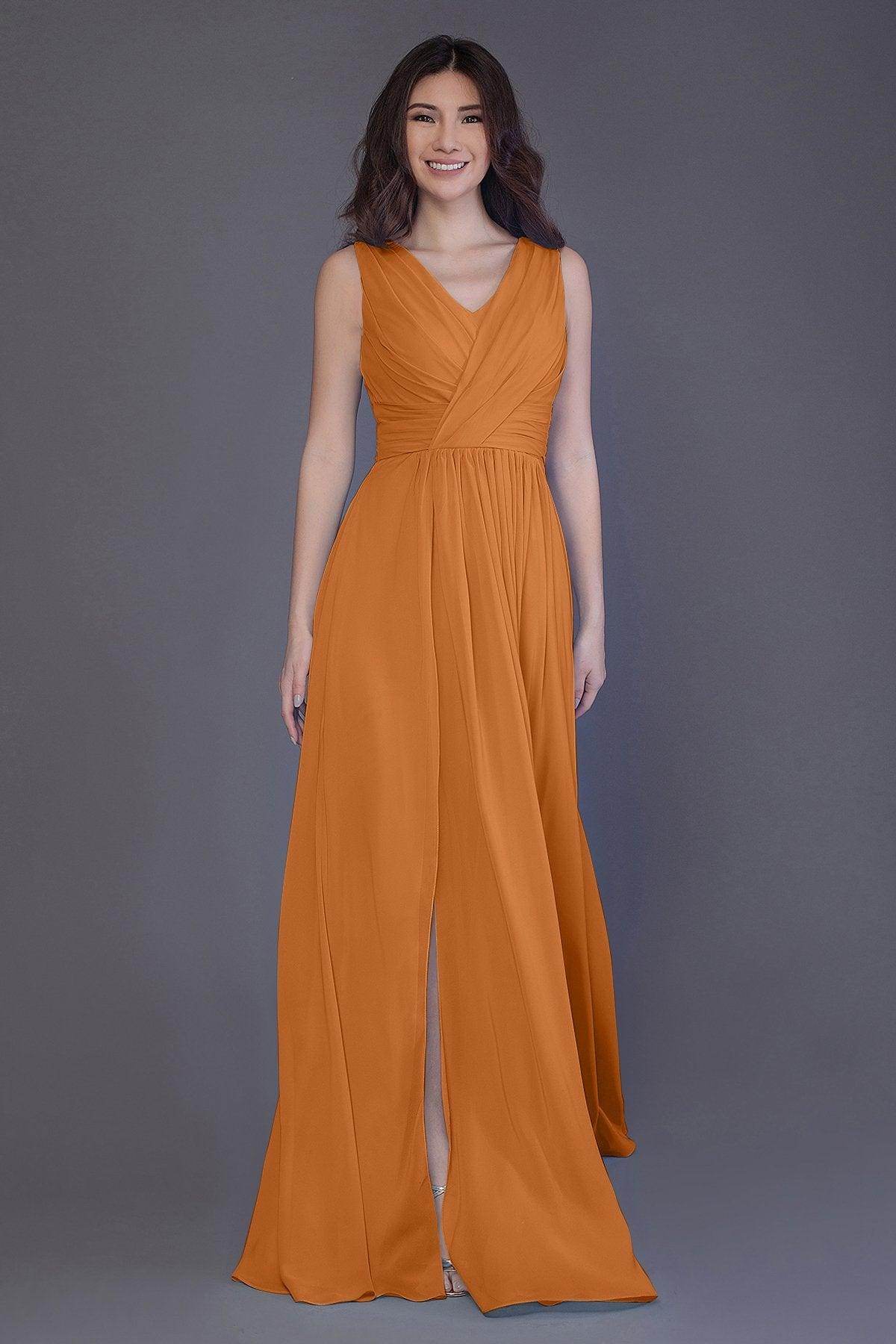 Sheath-Column Floor Length Chiffon Bridesmaid Dress PR3499 - COCOMELODY