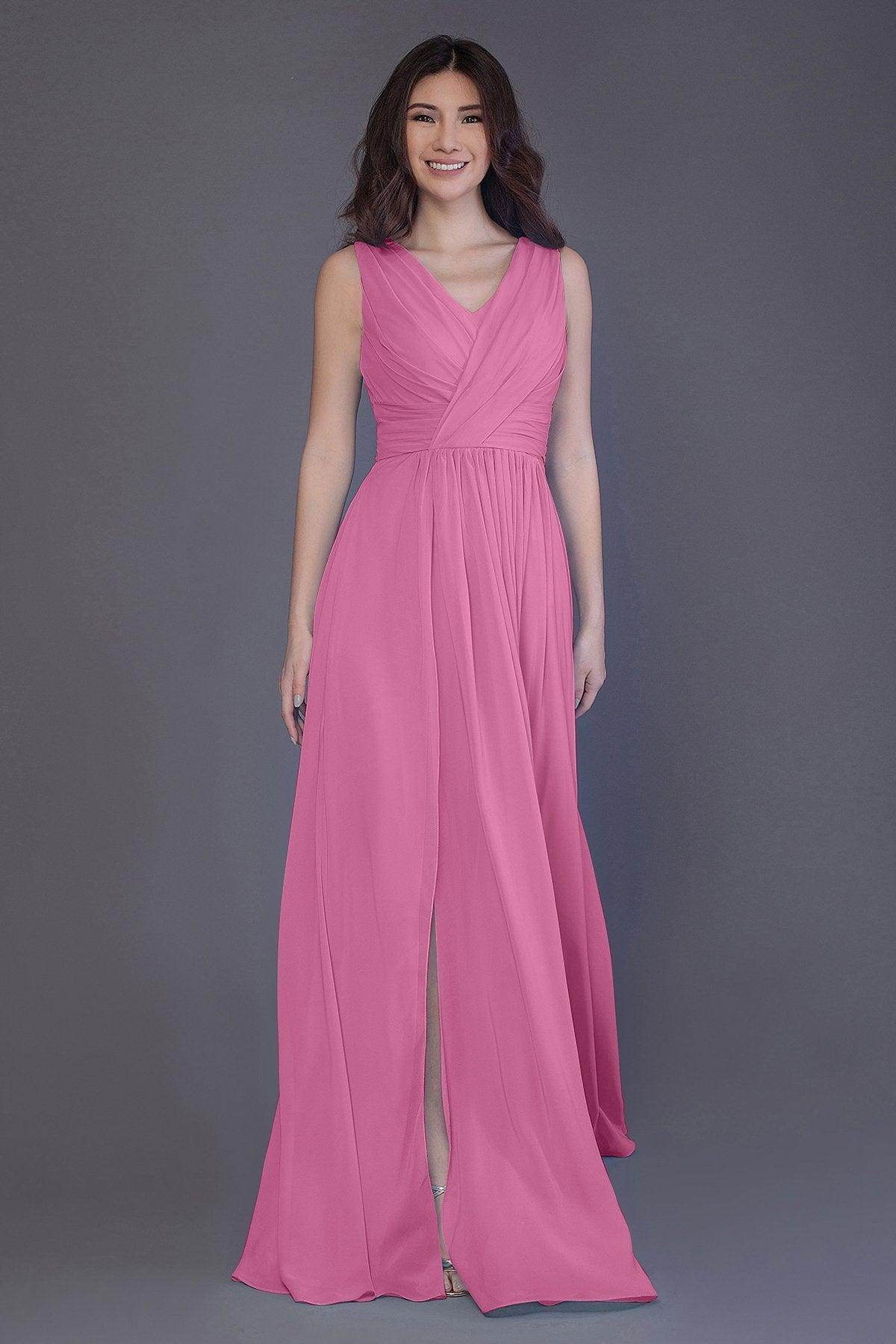 Sheath-Column Floor Length Chiffon Bridesmaid Dress PR3499 - COCOMELODY