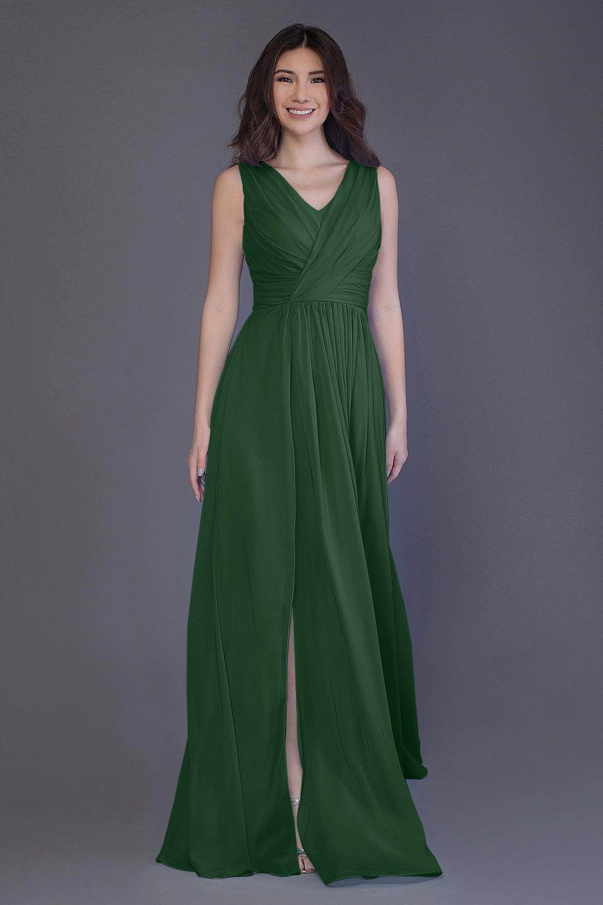 Sheath-Column Floor Length Chiffon Bridesmaid Dress PR3499 - COCOMELODY