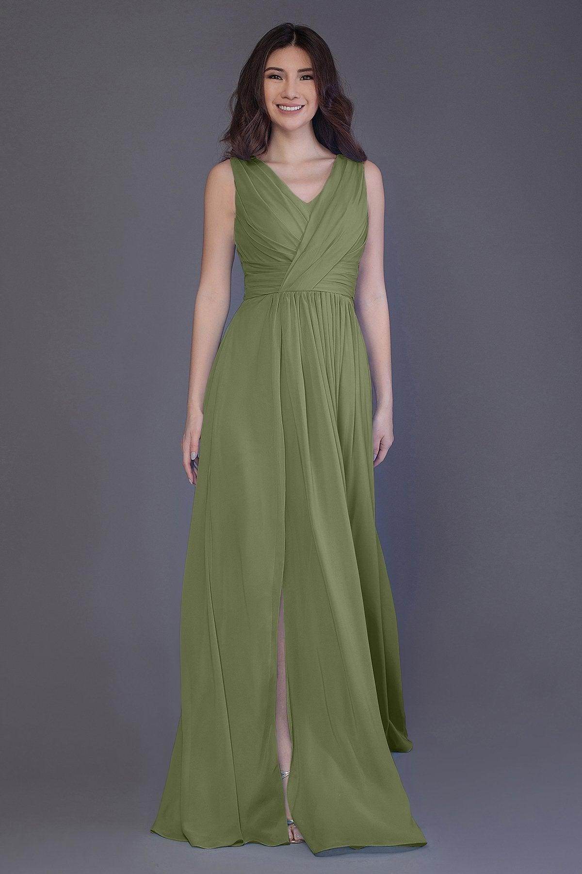 Sheath-Column Floor Length Chiffon Bridesmaid Dress PR3499 - COCOMELODY