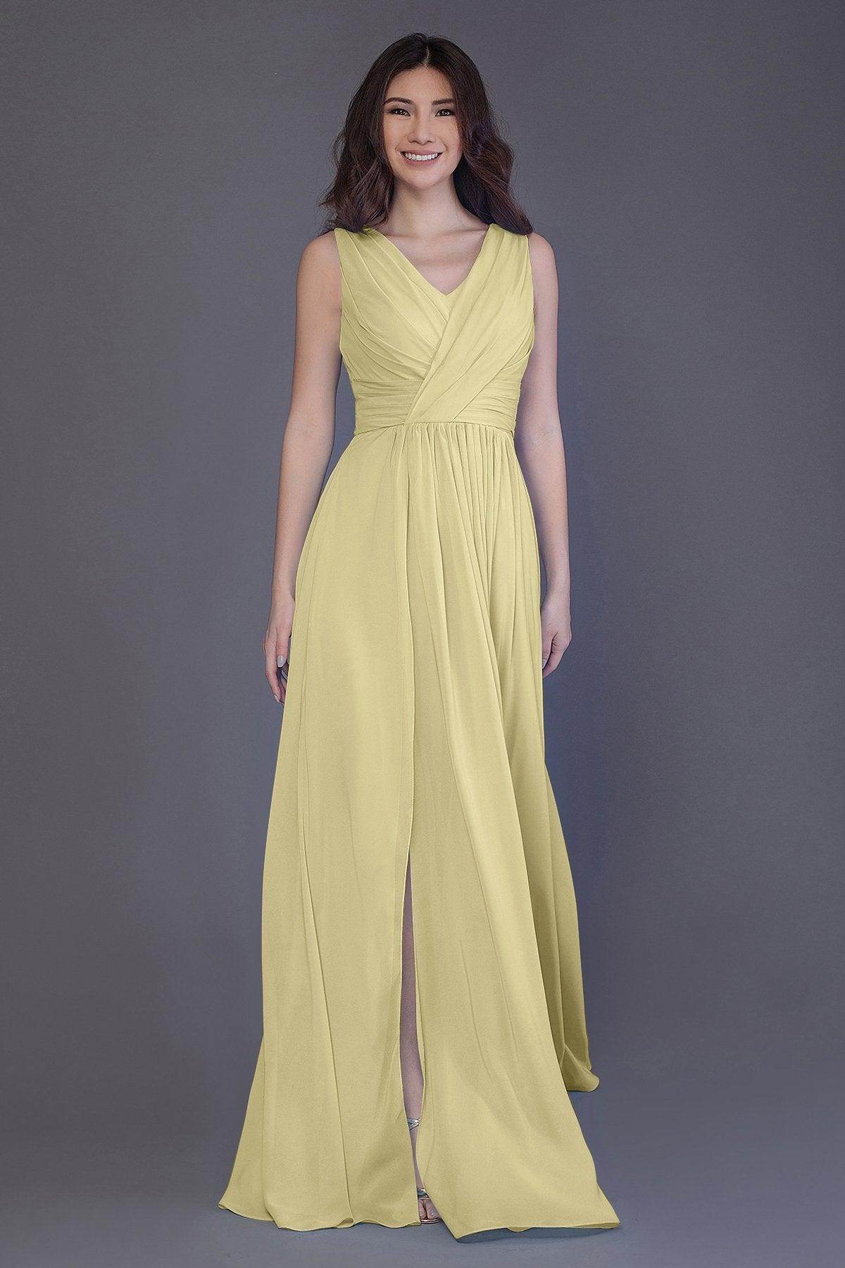 Sheath-Column Floor Length Chiffon Bridesmaid Dress PR3499 - COCOMELODY