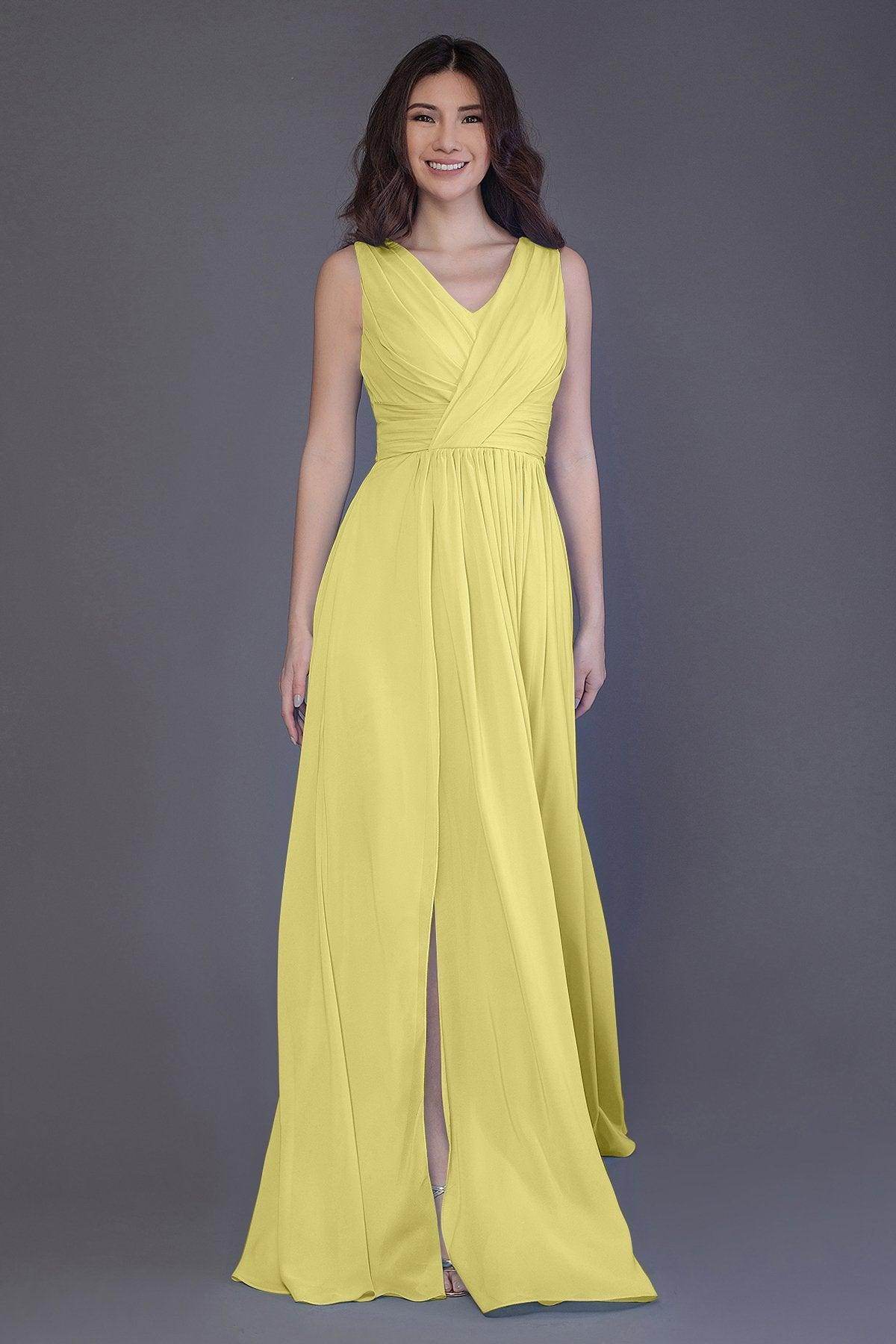 Sheath-Column Floor Length Chiffon Bridesmaid Dress PR3499 - COCOMELODY