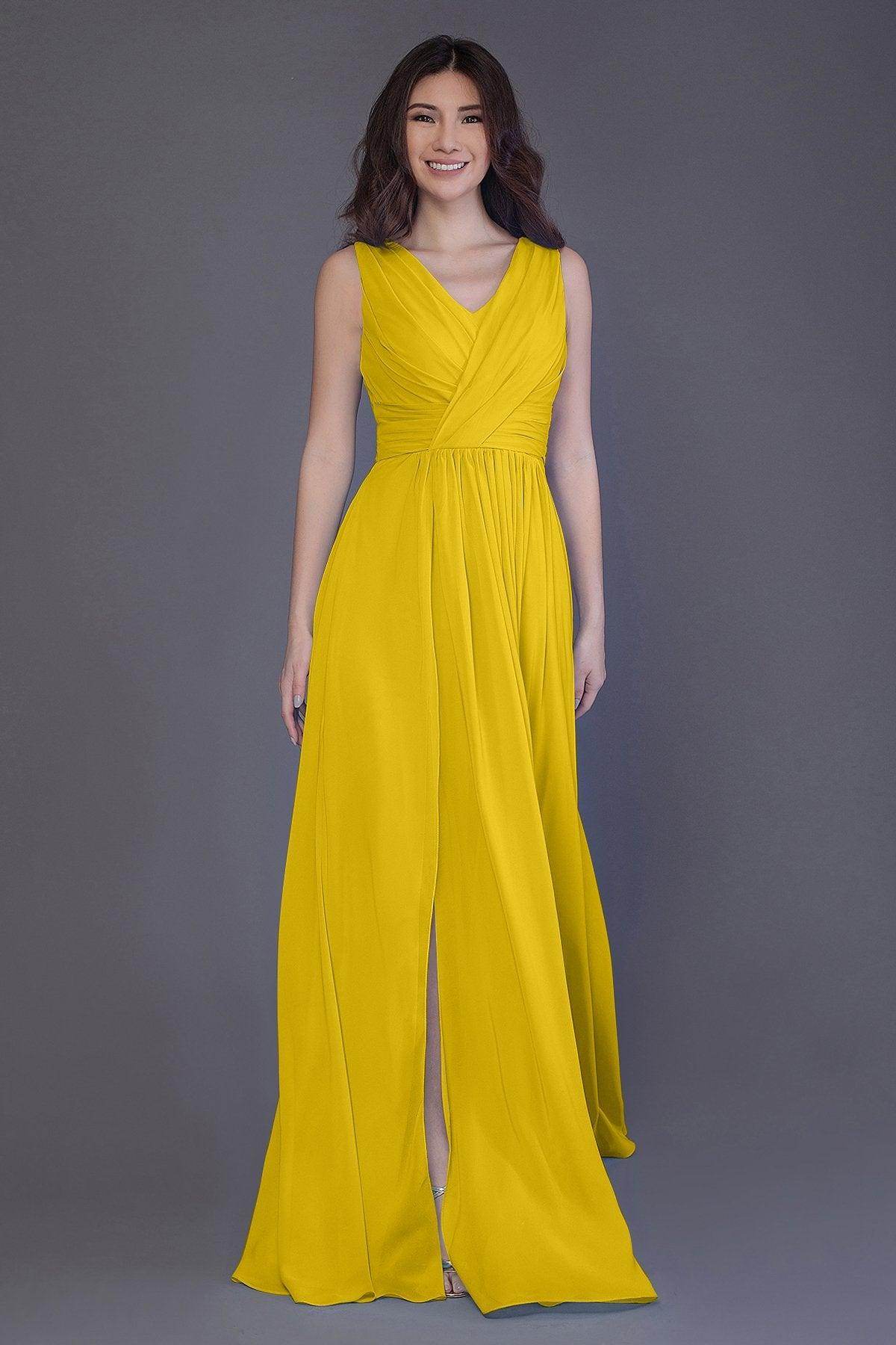 Sheath-Column Floor Length Chiffon Bridesmaid Dress PR3499 - COCOMELODY
