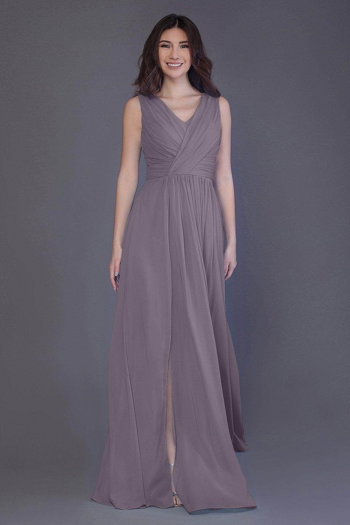 Sheath-Column Floor Length Chiffon Bridesmaid Dress PR3499 - COCOMELODY